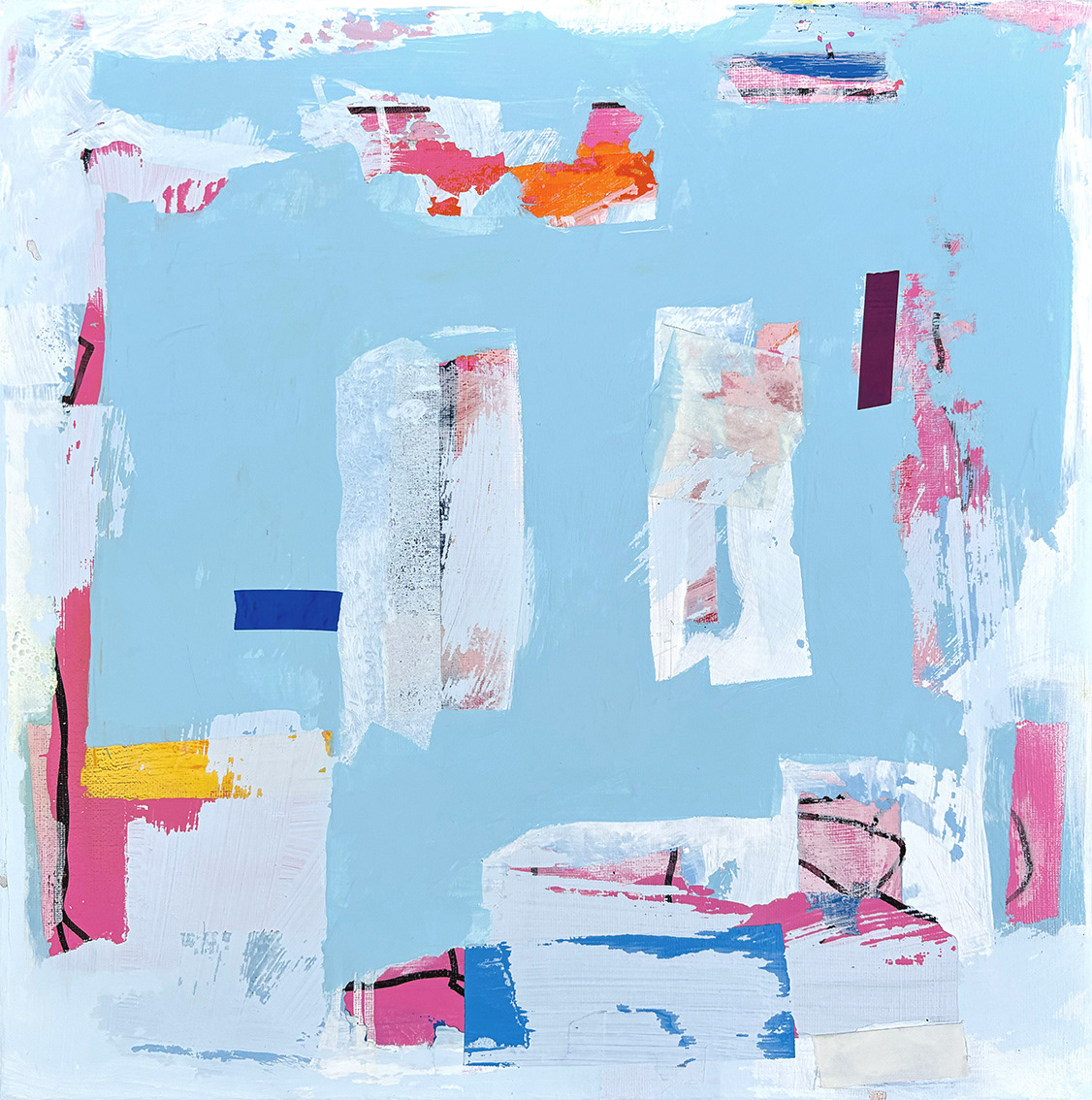 V10, Mixed Media, Acrylic and Tape on Canvas, 2025, 40 x 40 x 1.8 cm | 15.78 x 15.78 x 0.79 in