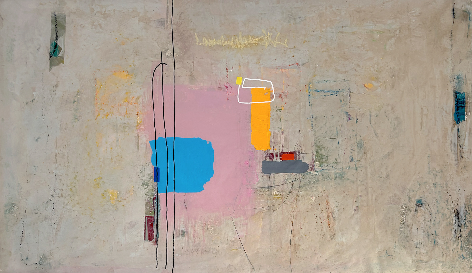 V12, Mixed Media, Acrylic, Oil Pastels and Tape on Canvas, 2026, 90 x 160 cm | 35,49 x 62,99 in