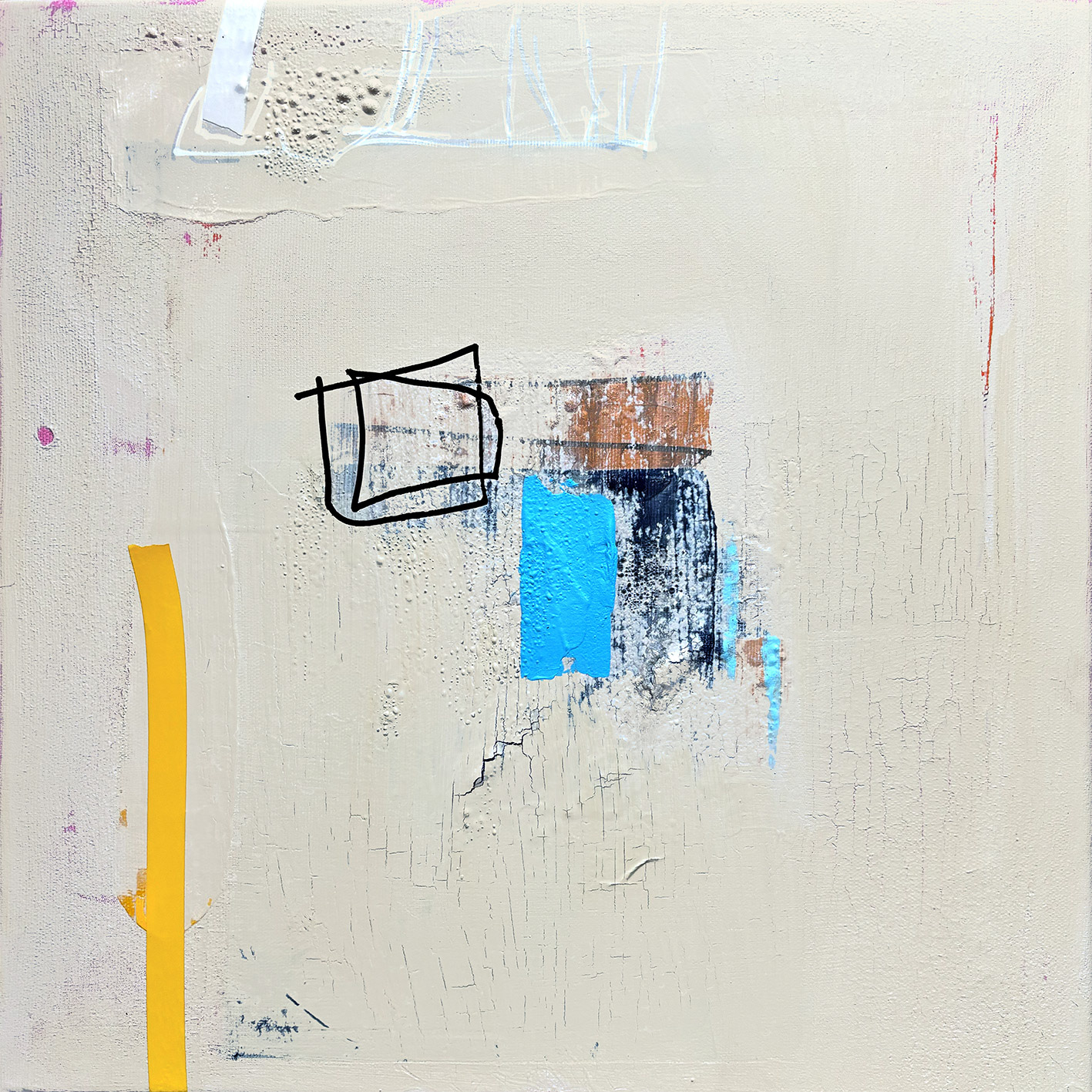 V01, Mixed Media, Acrylic and Tape on Canvas, 2025, 40 x 40 x 1.8 cm | 15.78 x 15.78 x 0.79 in