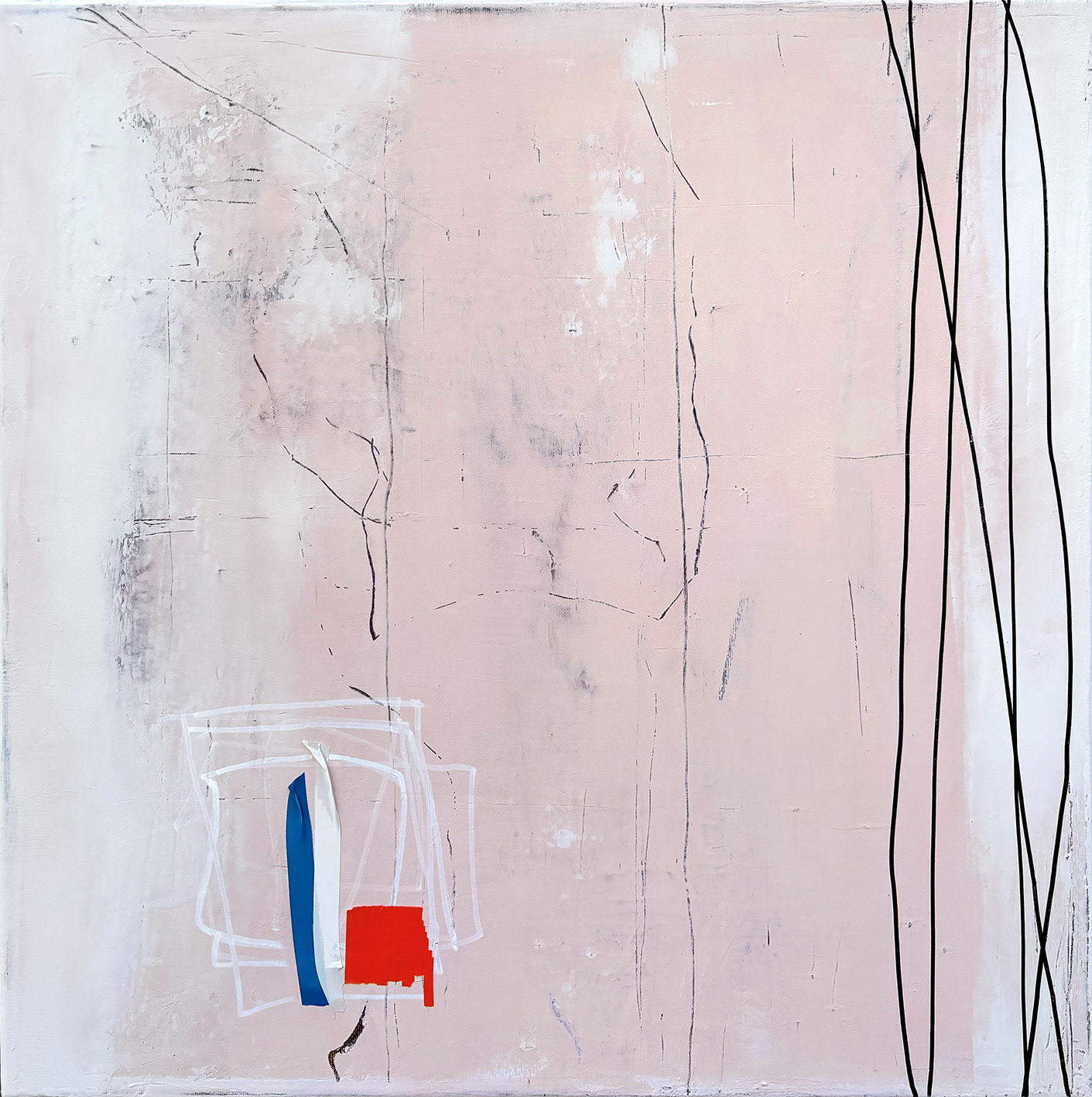 V03, Mixed Media, Acrylic and Tape on Canvas, 2025, 60 x 60 x 3.5 cm | 23.62 x 23.62 x 1.3 in
