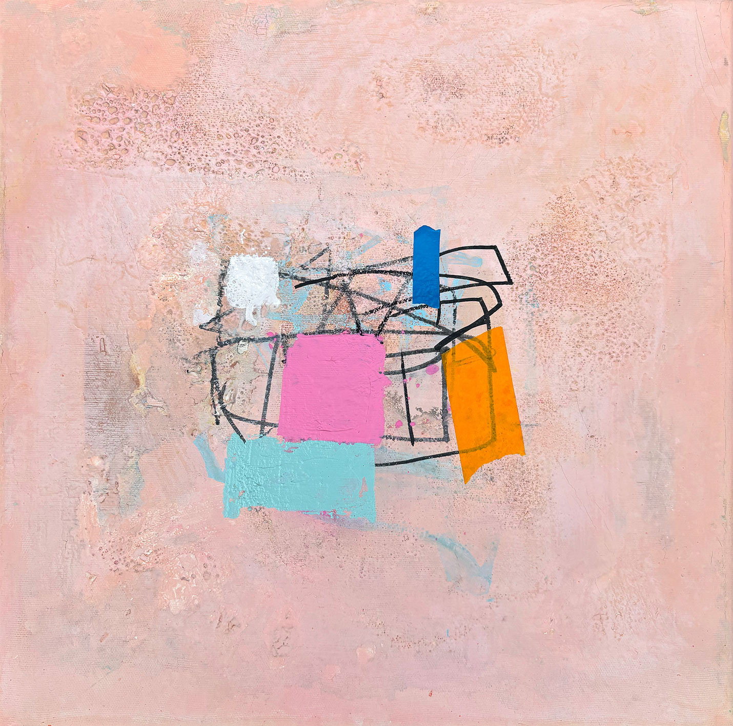 V04, Mixed Media, Acrylic and Tape on Canvas, 2025, 40 x 40 x 1.8 cm | 15.78 x 15.78 x 0.79 in