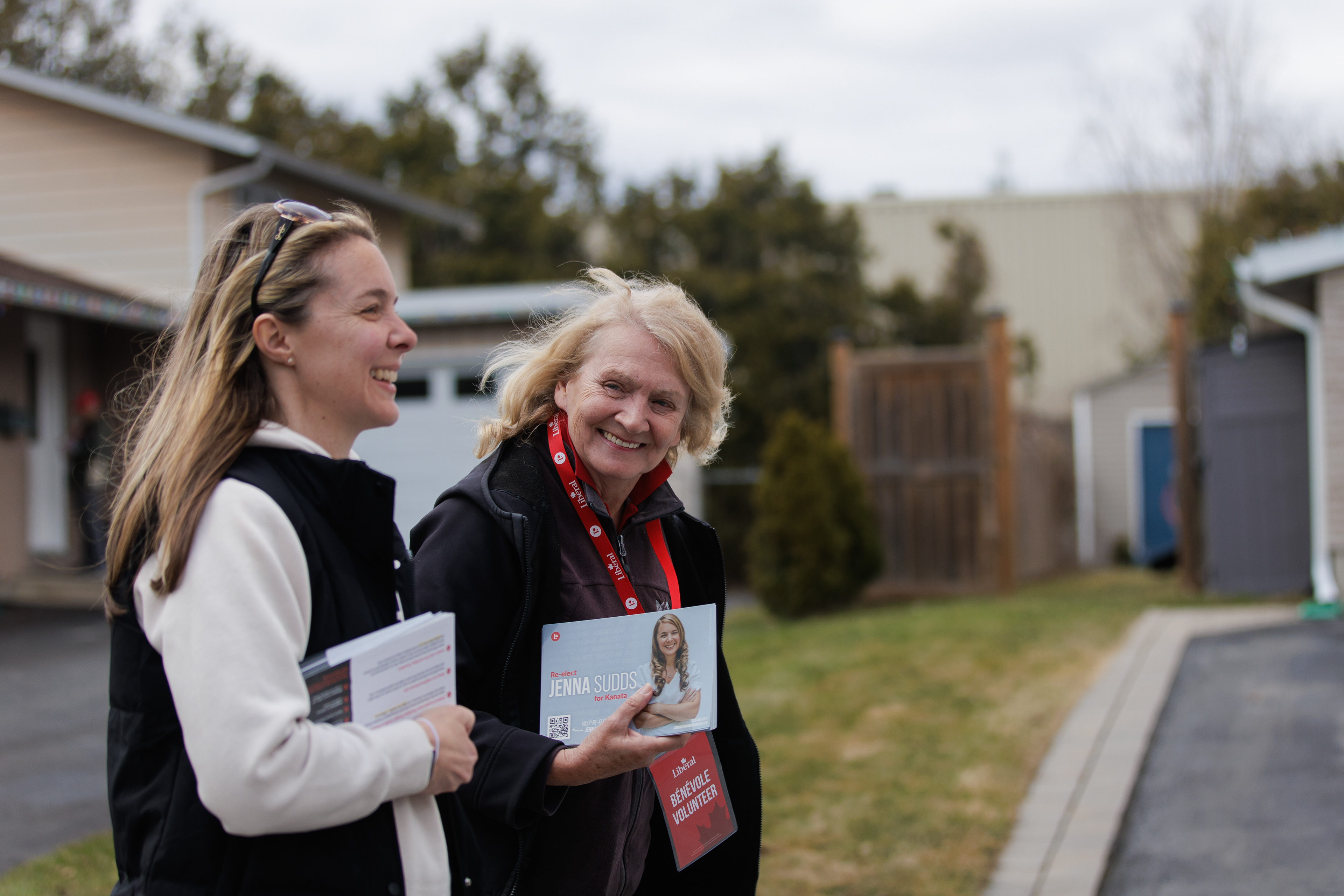 Shot while jogging alongside two very fast-walking politicians.