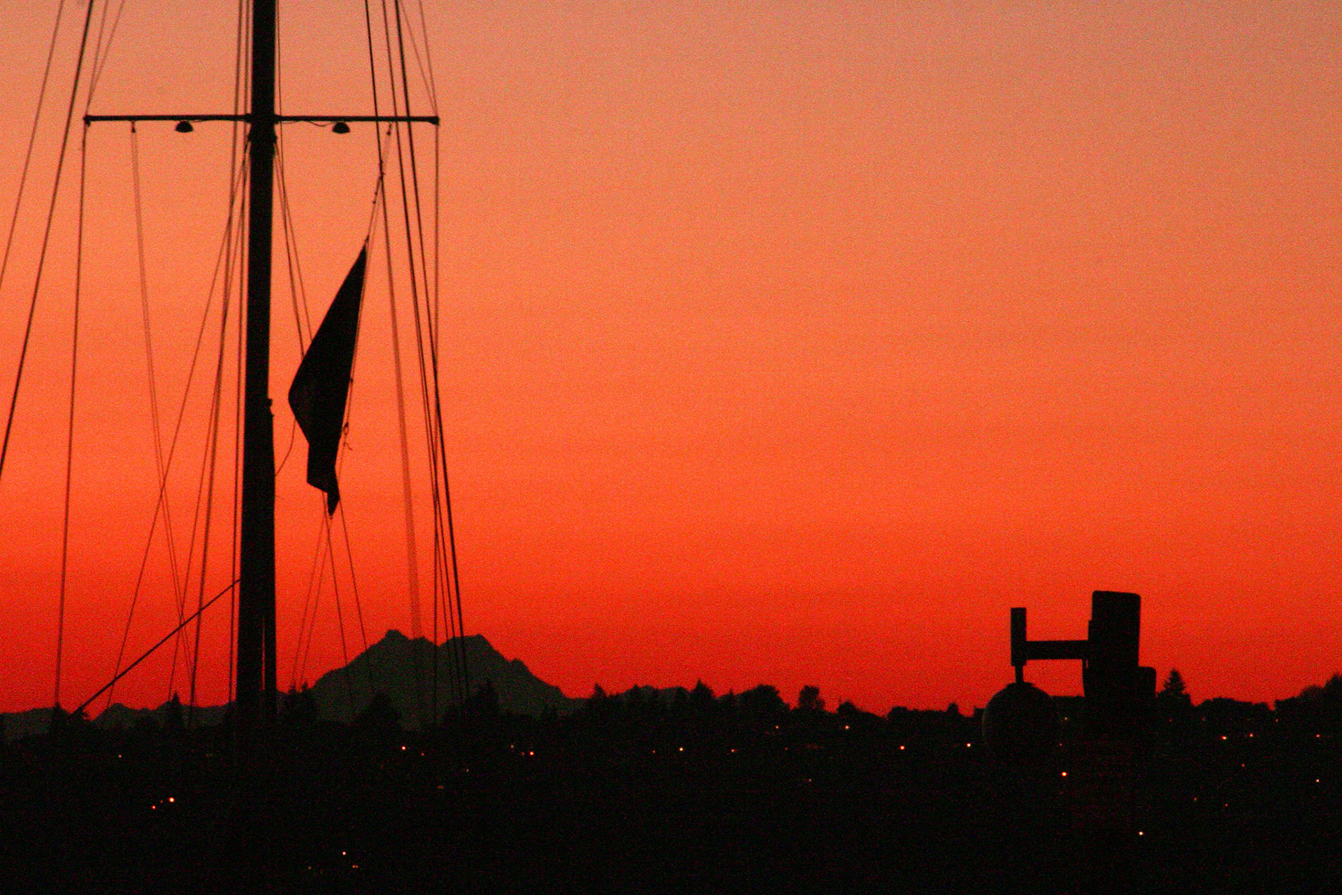 Rigging and Olympics at sunset - Kirkland, WA