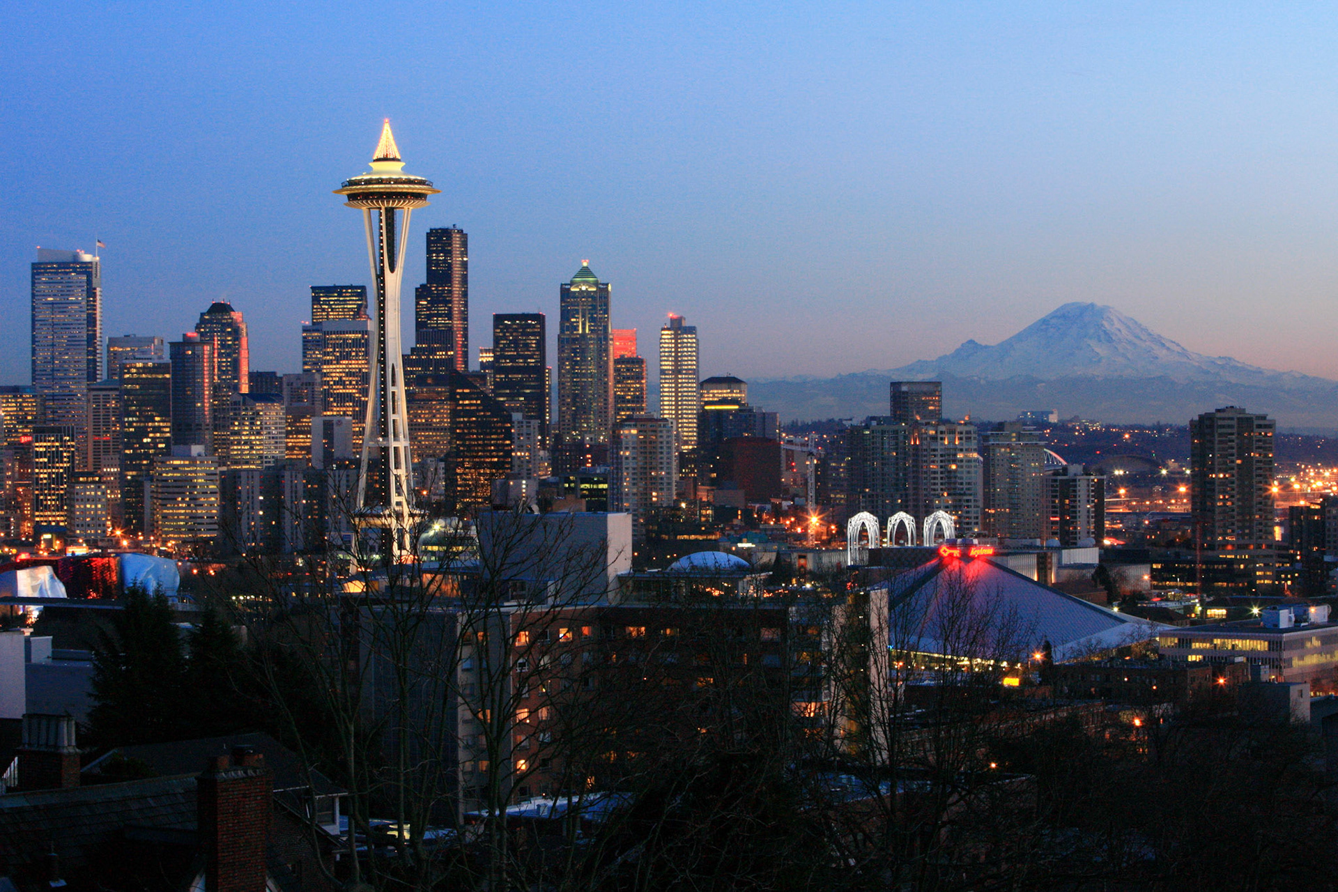 Seattle Skyline and Mt Ranier - Seattle, WA