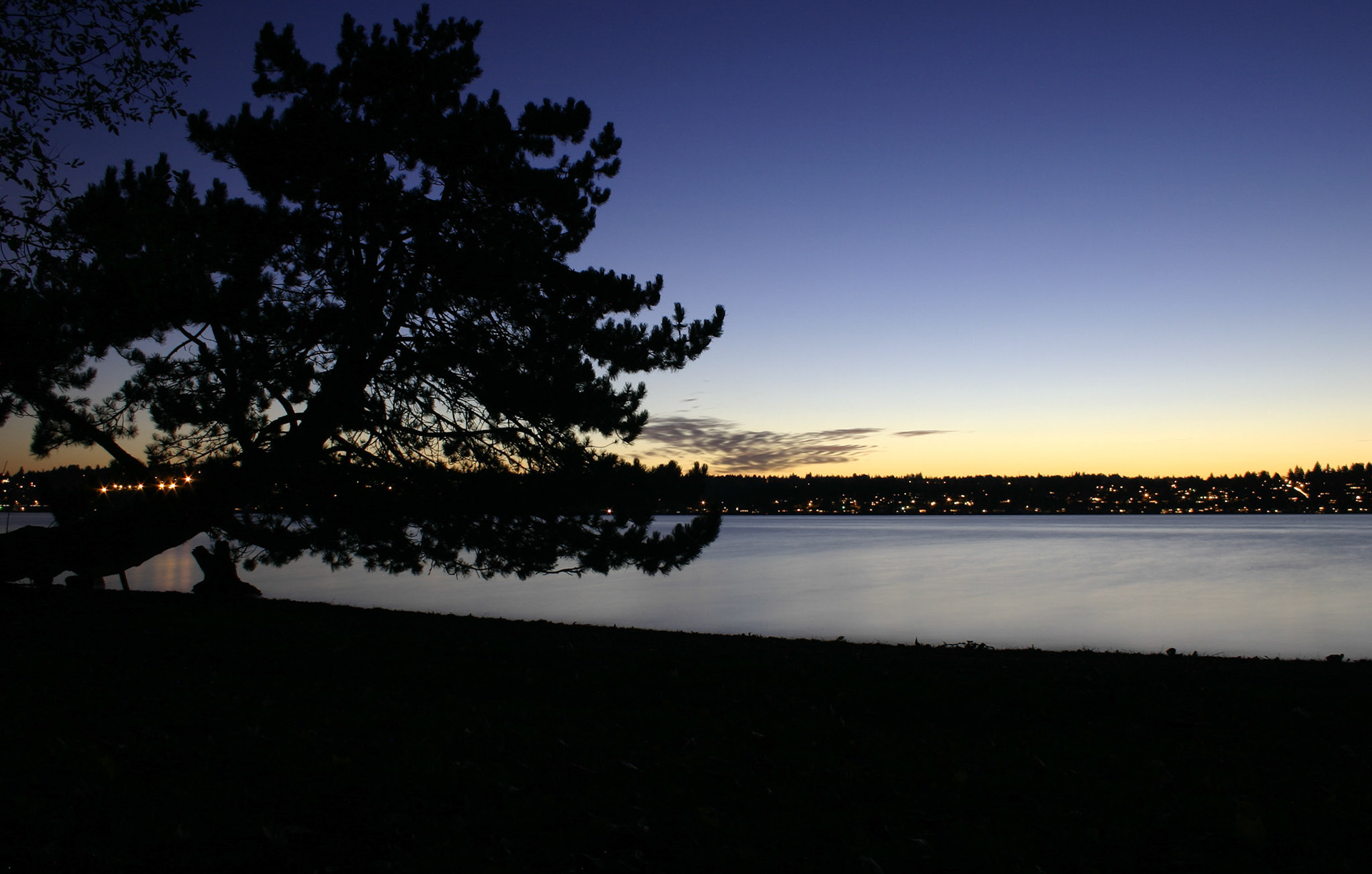 Denny Park and Lake Washington at dusk - Kirkland, WA
