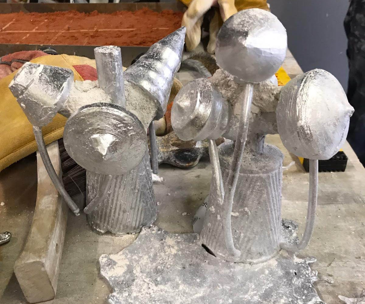 The final aluminum tree casts to be cleaned up.