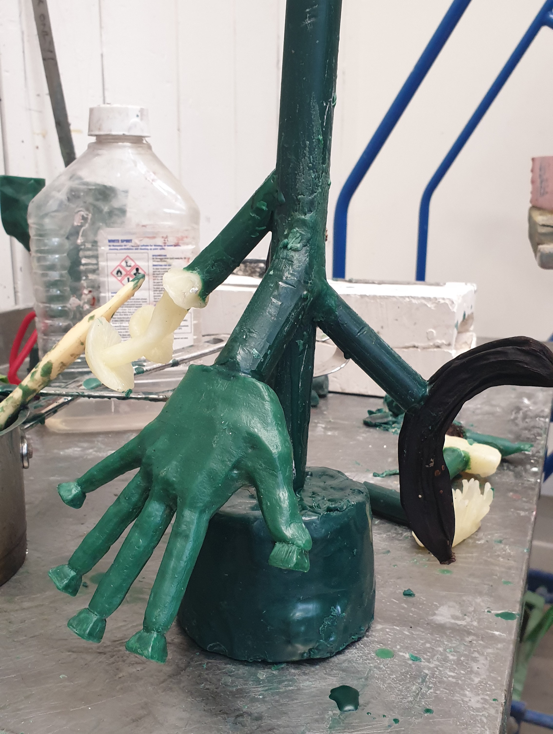 Making the wax tree.
