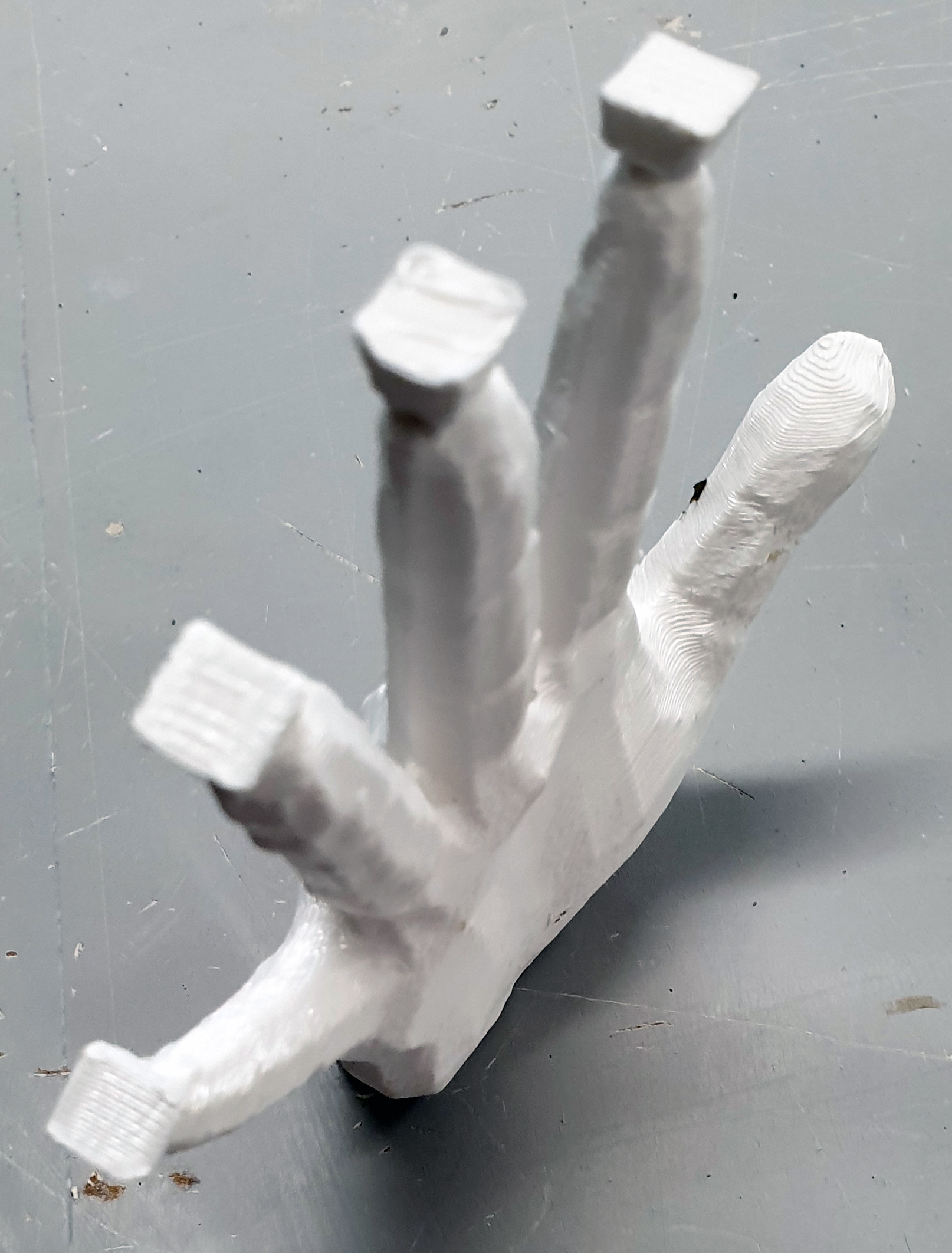 The 3D printed hand to mold.
