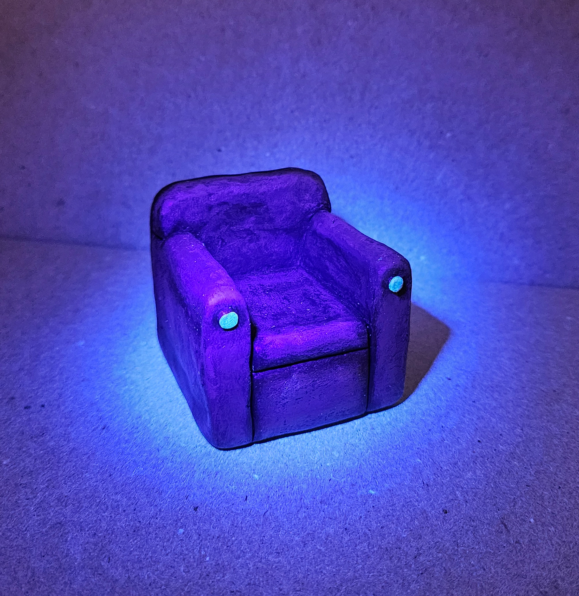 Painted Arm Chair under UV light