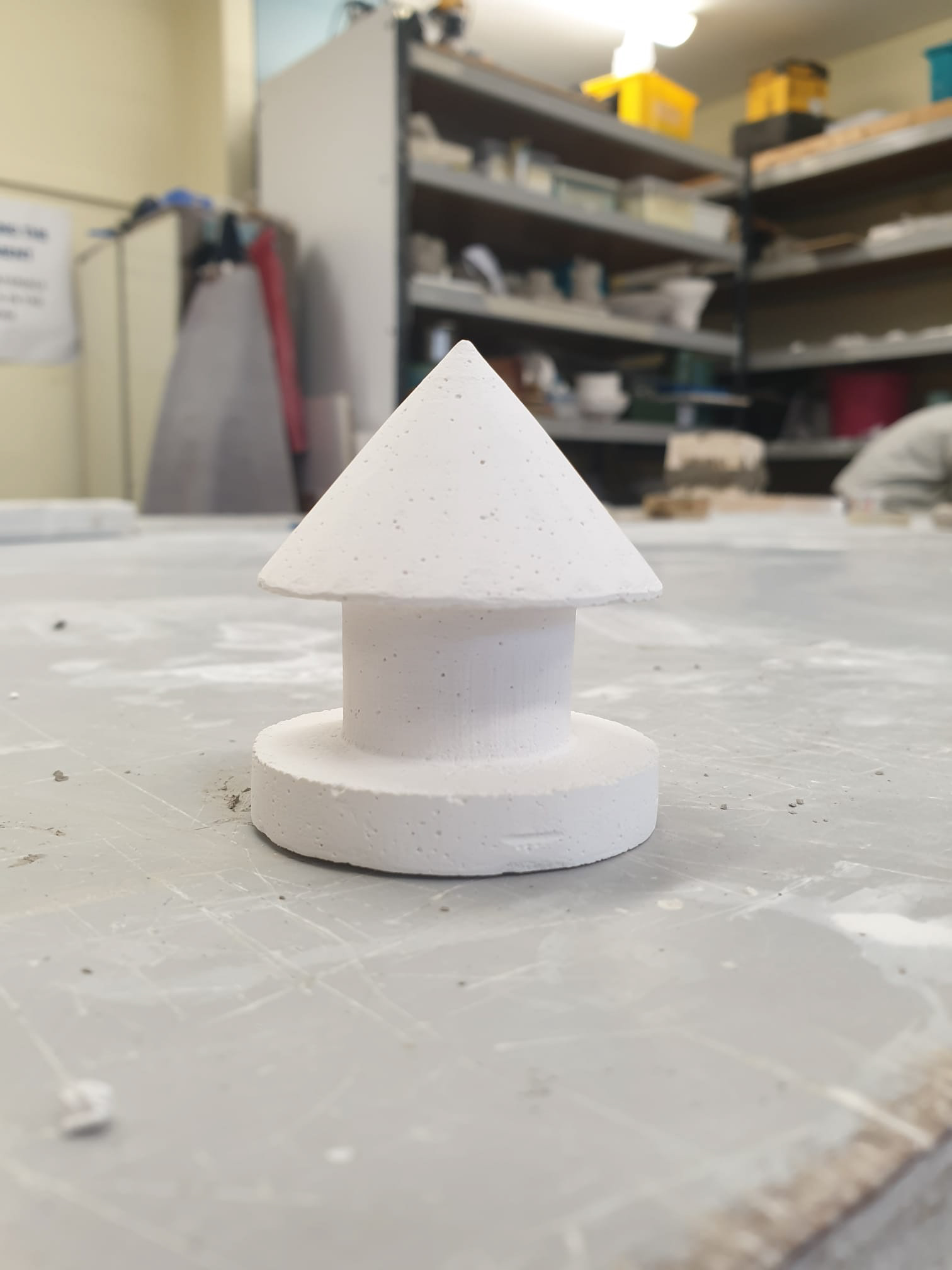 The turned plaster, done on a plaster lathe.