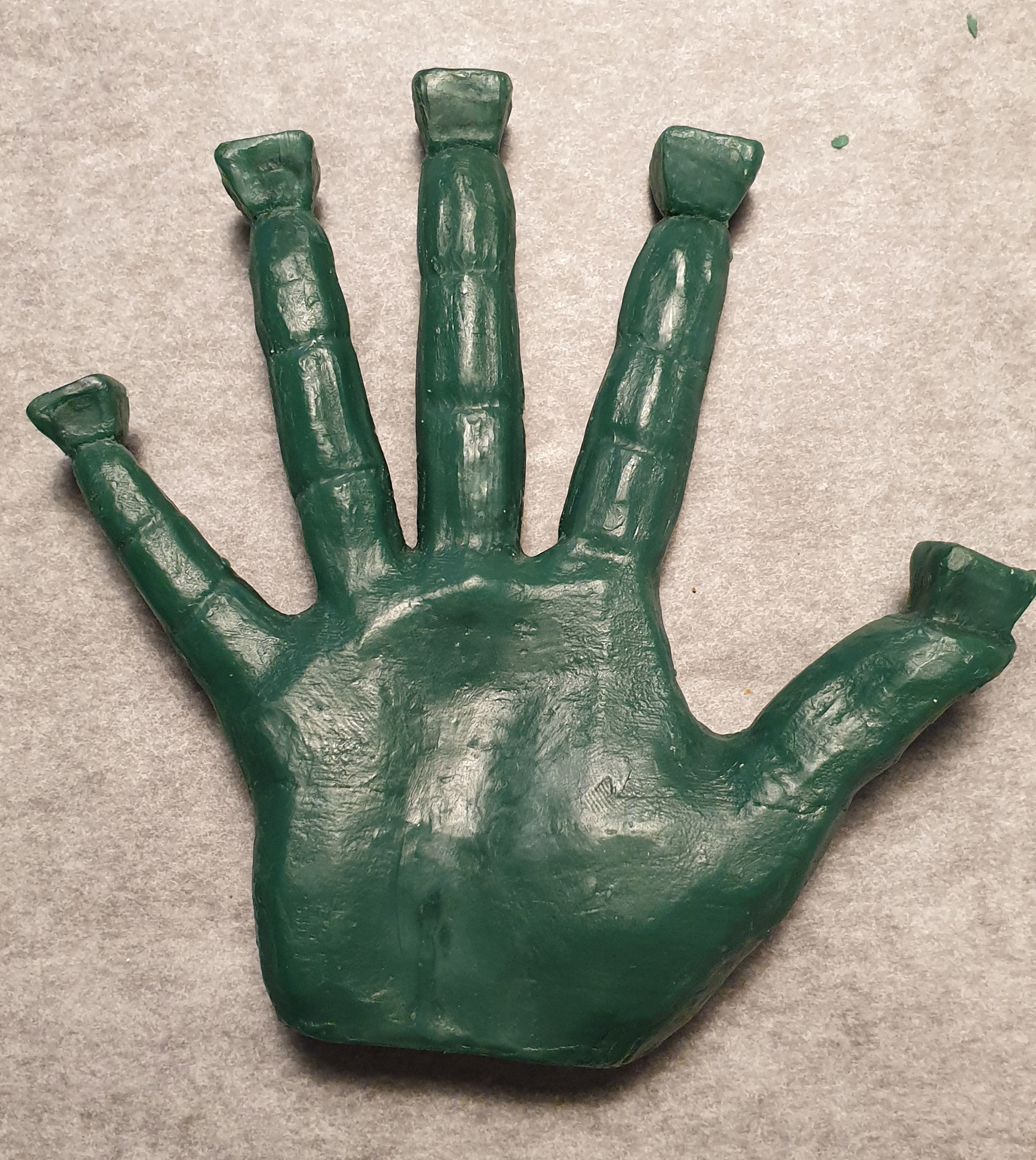Finishing a wax casted hand from a 2 sided mold