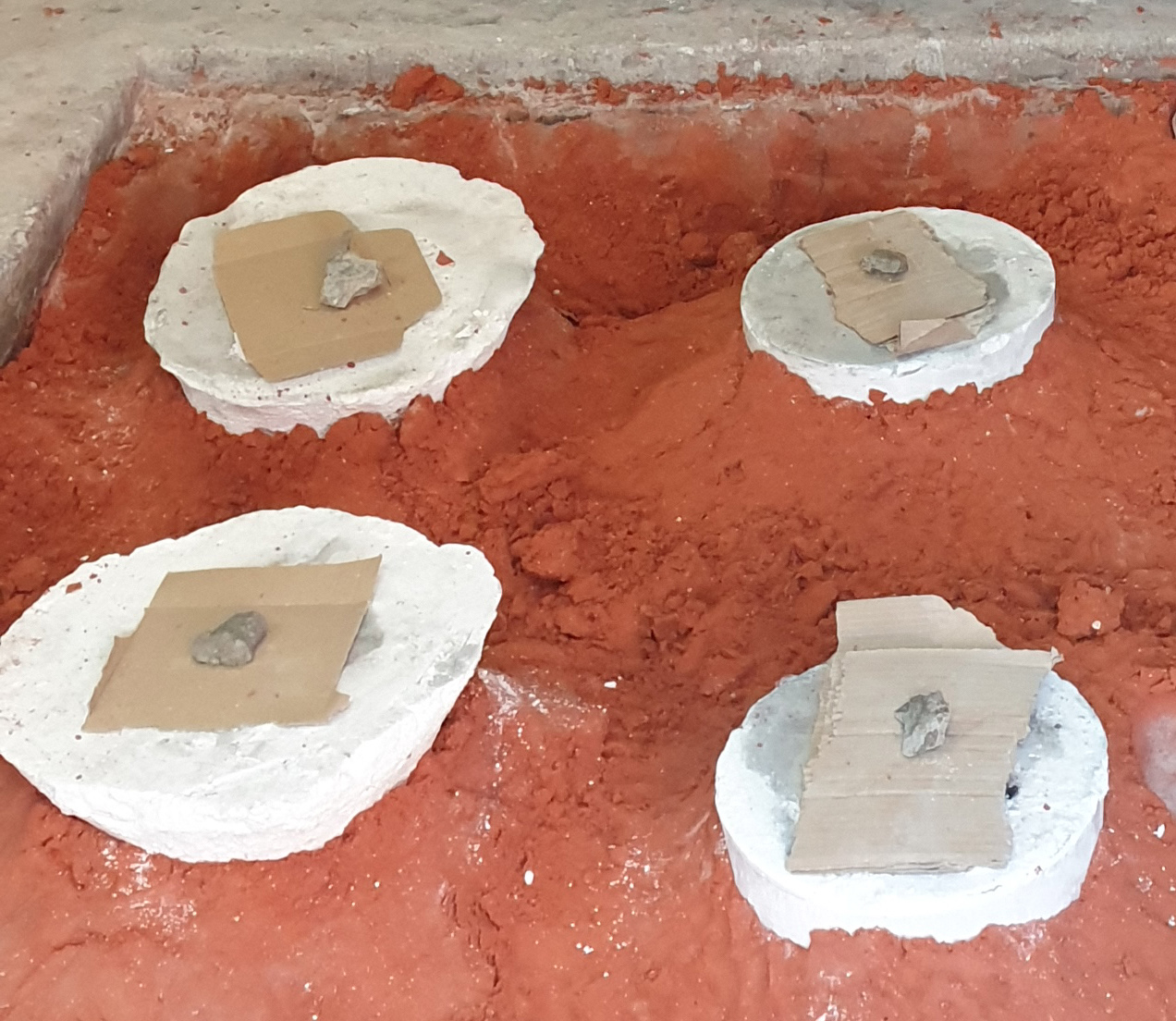 The molds, ready for pouring.