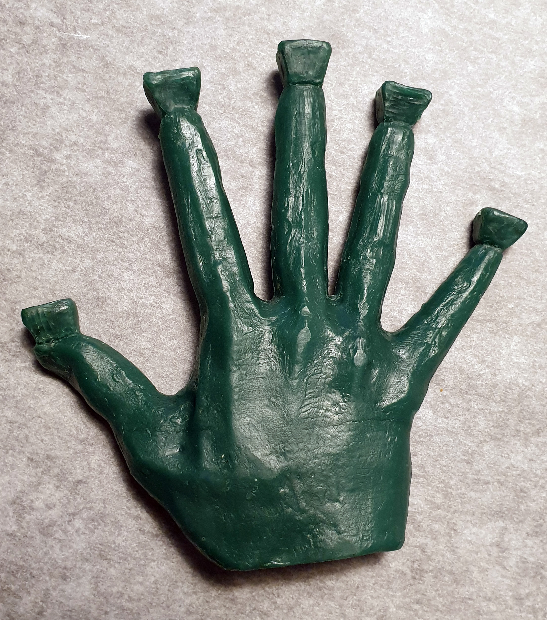 Finishing a wax casted hand from a 2 sided mold