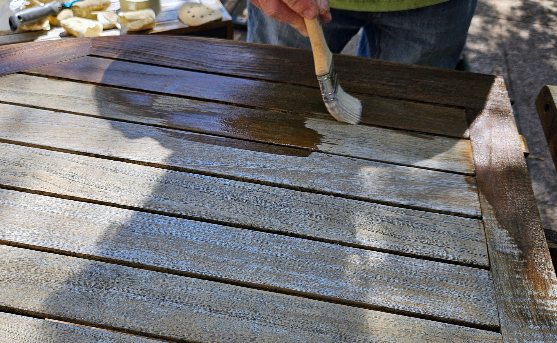 Oiling our Garden Table