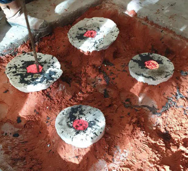 The molds, after pouring.