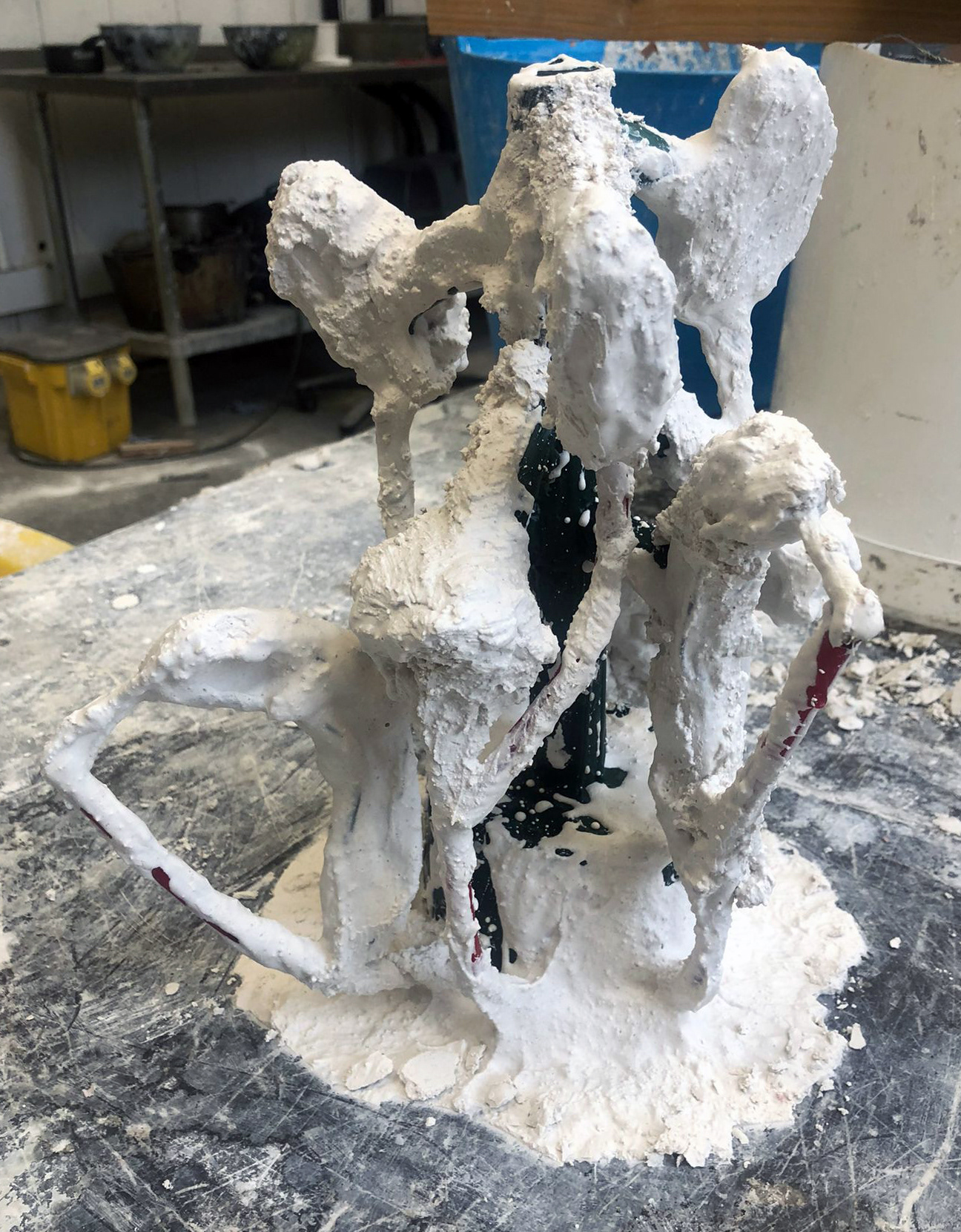 Adding the plaster layers.