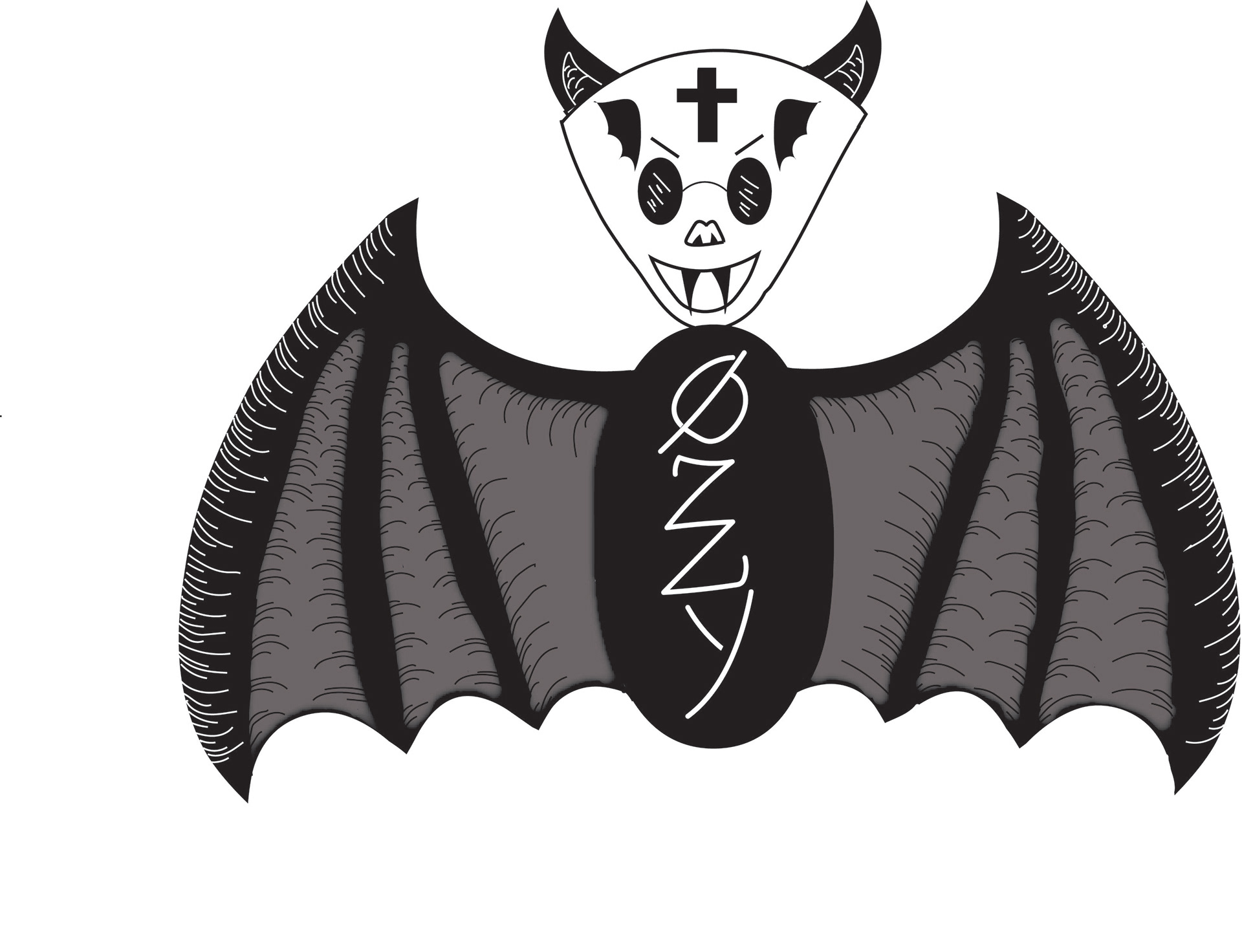 Ozzy Osbourne Bat Drawing made into sticker