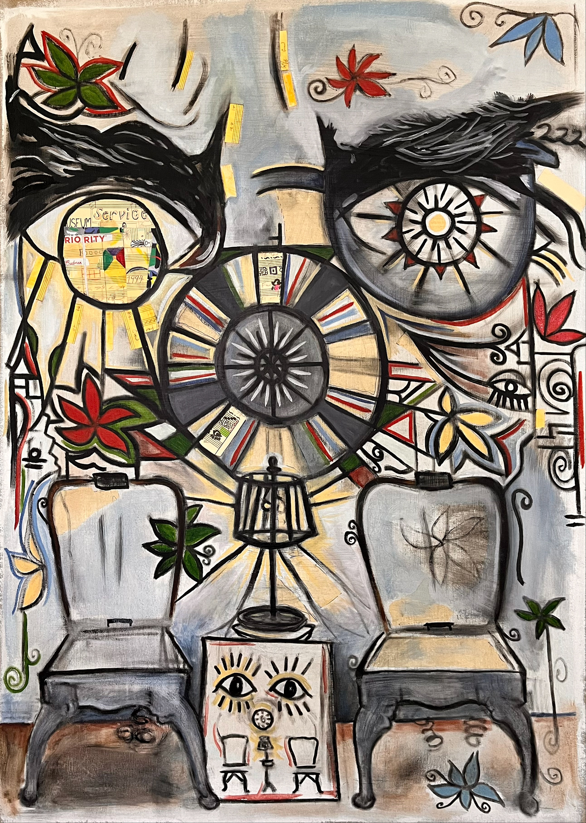 Representation of JR's installation of Jim Budman's eyes in Budman Studios, LA.