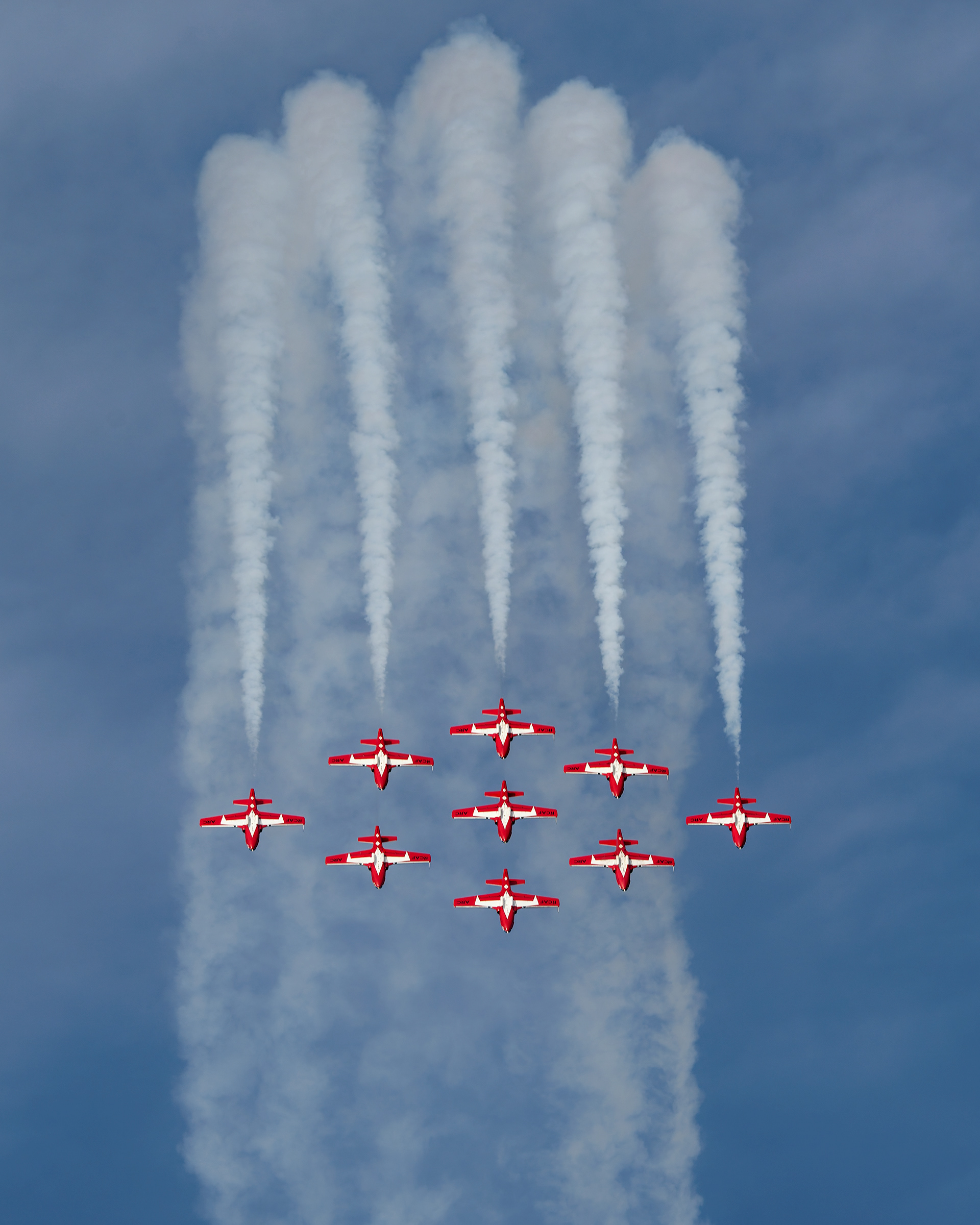 Canadian Forces Snowbirds Big Diamond Maneuver | Aerial Performance Over Midland. Airshow photography by Kevin Prentice.