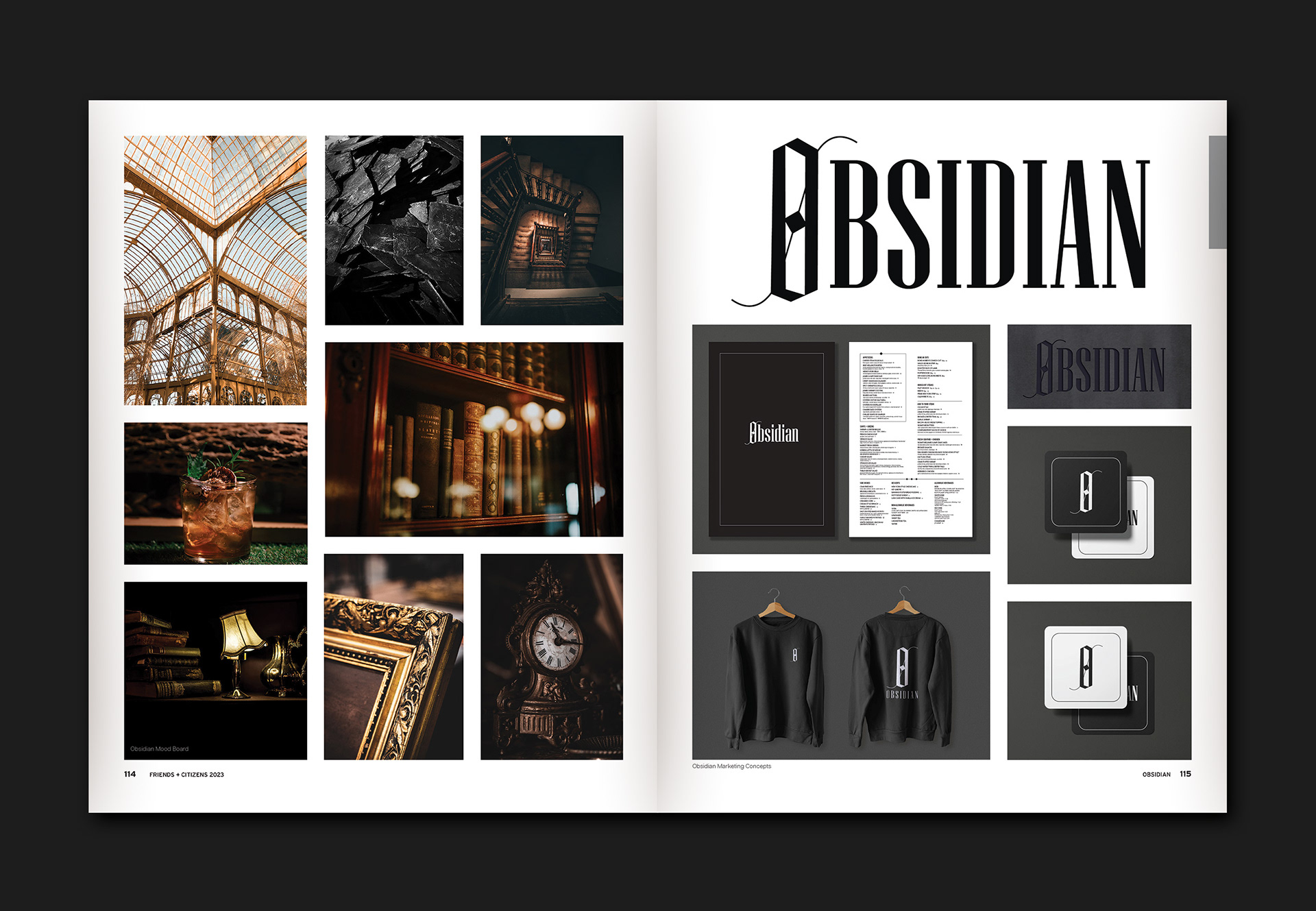 Obsidian Interiors Mood Board + Marketing Concepts