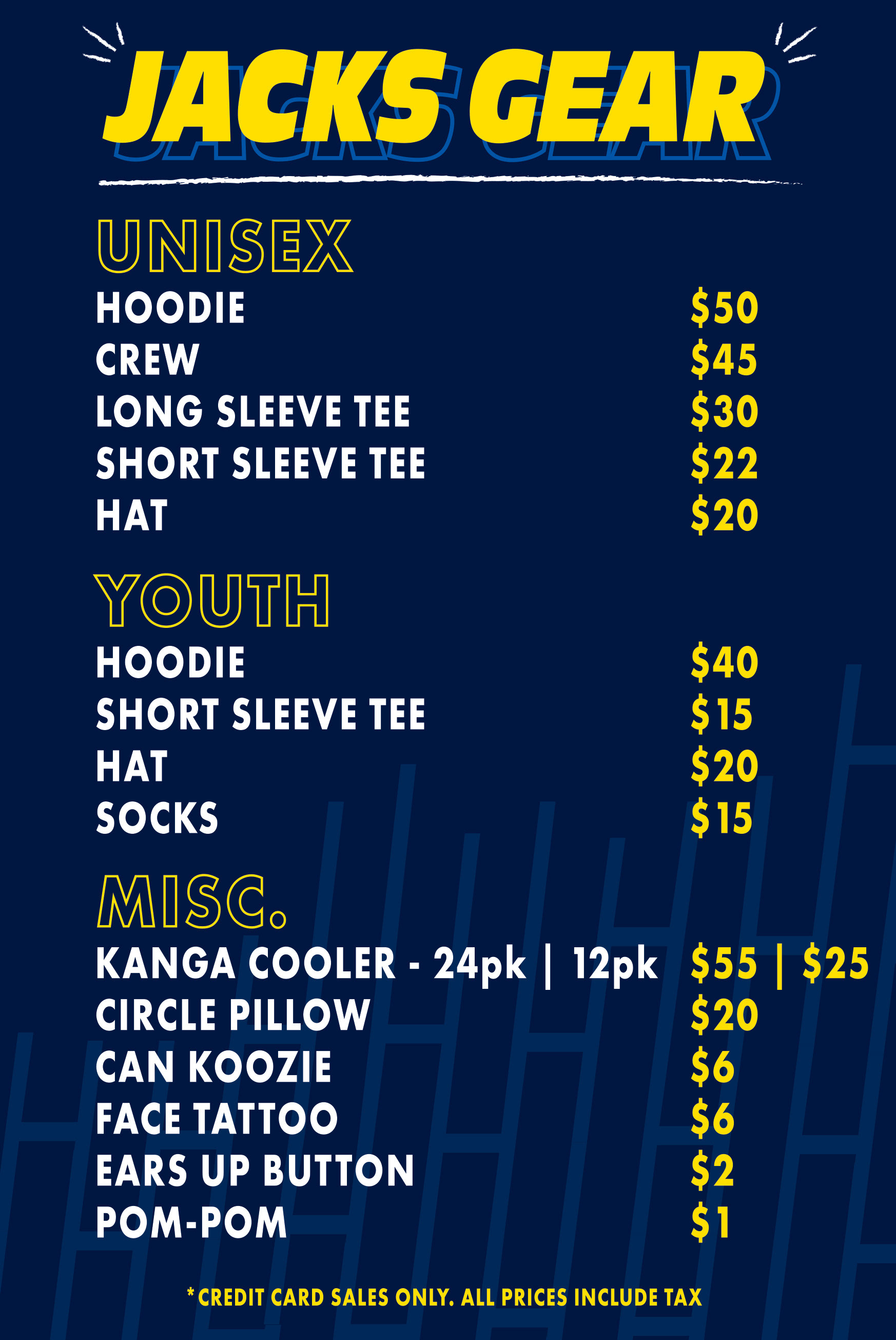 Apparel Menu