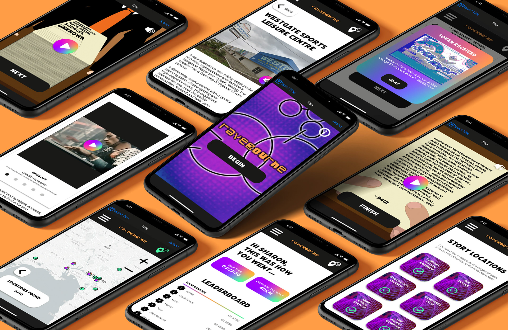 Ravebourne Mobile App Layout