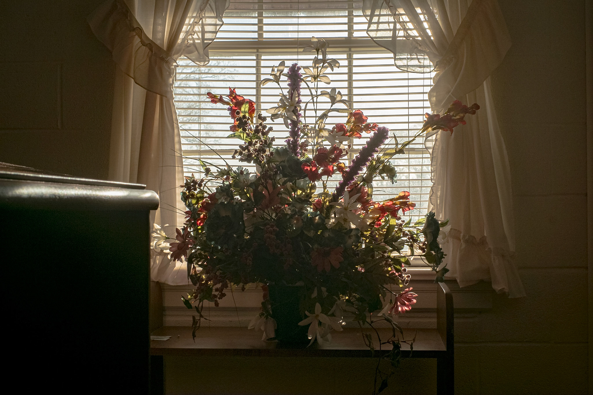 (Mostly) Bicycling America XXII. Flowers in a Church, Somewhere South of Chapel Hill, NC, March, 2016. This was inside of a church that I camped at my first night back on my cycling trip that got interrupted around Columbia, SC by a really, really bad saddle sore and a wrecked front wheel. Long story, but by that point of the trip it seemed the Powers That Be were signaling to me that I should temporarily call it quits and head back home to regroup. Incidentally, I was talking (texting) to a very cool, beautiful woman at the time, pretty much every day, so one immediately thinks, "oh, this is cool, we'll get to see each other again, at least for a little while." But going home and meeting again was strangely awkward and uncomfortable. I mean, for two people with so much in common conversation was really a struggle (though I was pretty bad at talking to people back then). I'm not really sure what the problem was. Divine intervention, I suppose you might say. But with this quite obvious end to whatever relationship was struggling to blossom, I was free to go my merry way with no mental hang-ups or thoughts of wanting or needing to be anywhere else. It was freeing in that way. Anyway, she's still cool. Makes some lovely art pieces. She's a high school art's teacher as well, so I'm hoping things are well with her right now during this pandemic. Back to the picture. Despite it being March, and despite being in North Carolina, that night was still frosty cold and the ground was hard. I mistakenly used my nalgene bottle as a hammer to drive my tent stakes into the ground and busted the bottom out of it losing about half the water that was stored in it in the process. Nonetheless, I slept well, and had a delicious coffee the following morning.