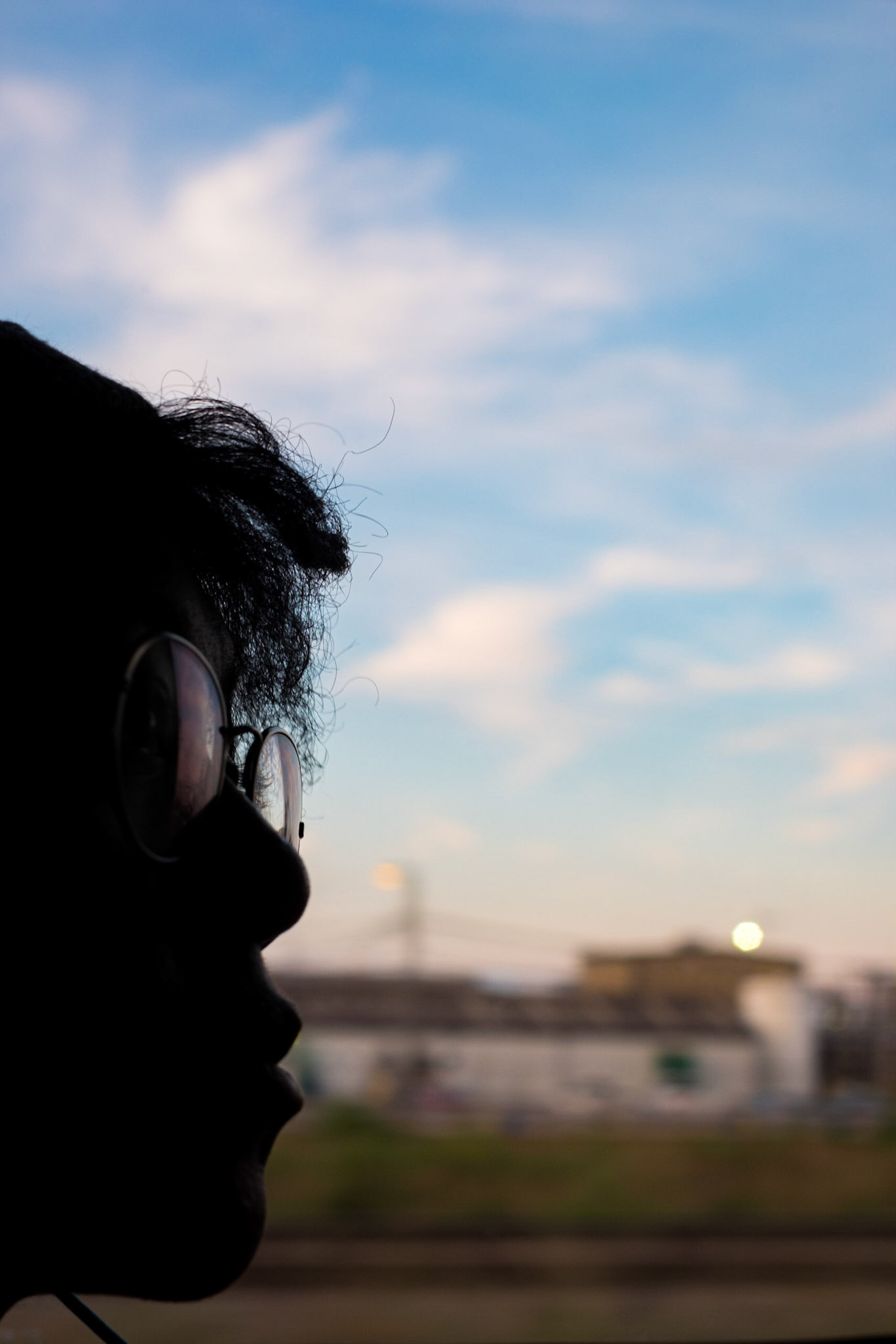 A girl seated next to me shortly after departing from Chicago's Union Station.