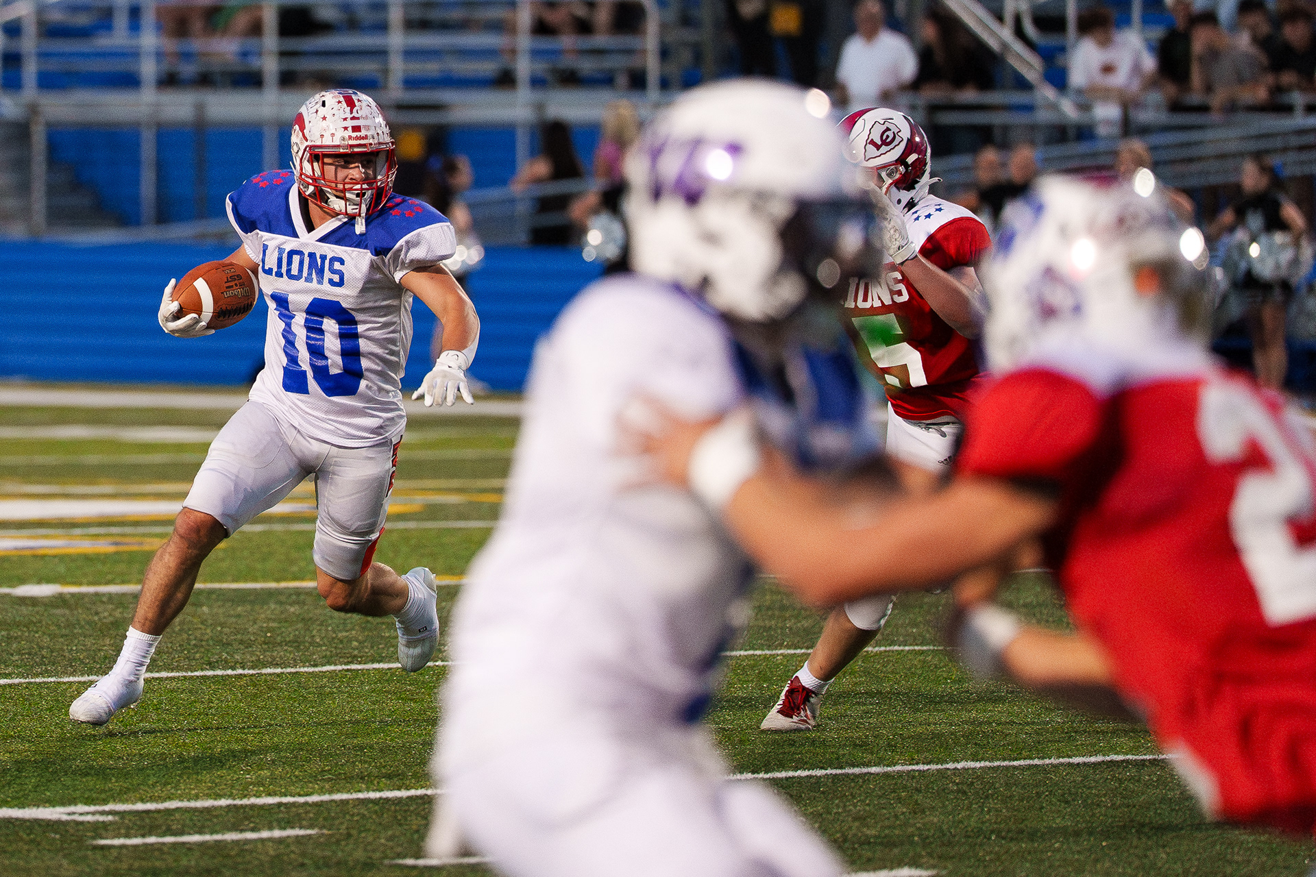 Lackawanna Trail’s Isaac Ryon (10) runs with the ball during the 92nd Scranton Lions Club Dream Game at John Henzes/Veterans Memorial Stadium in Peckville, Pa.