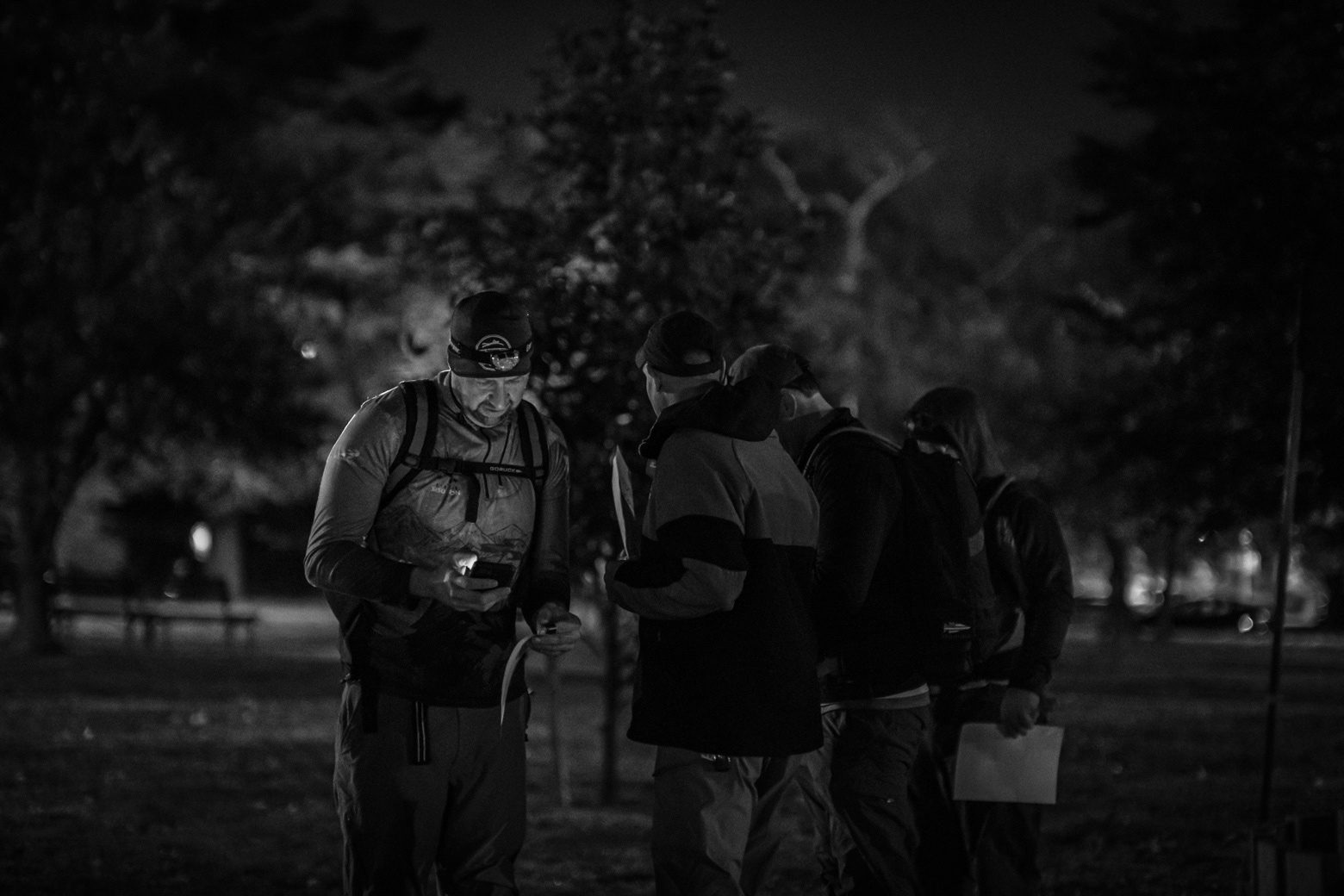 Participants plotting the coordinates to determine their routes