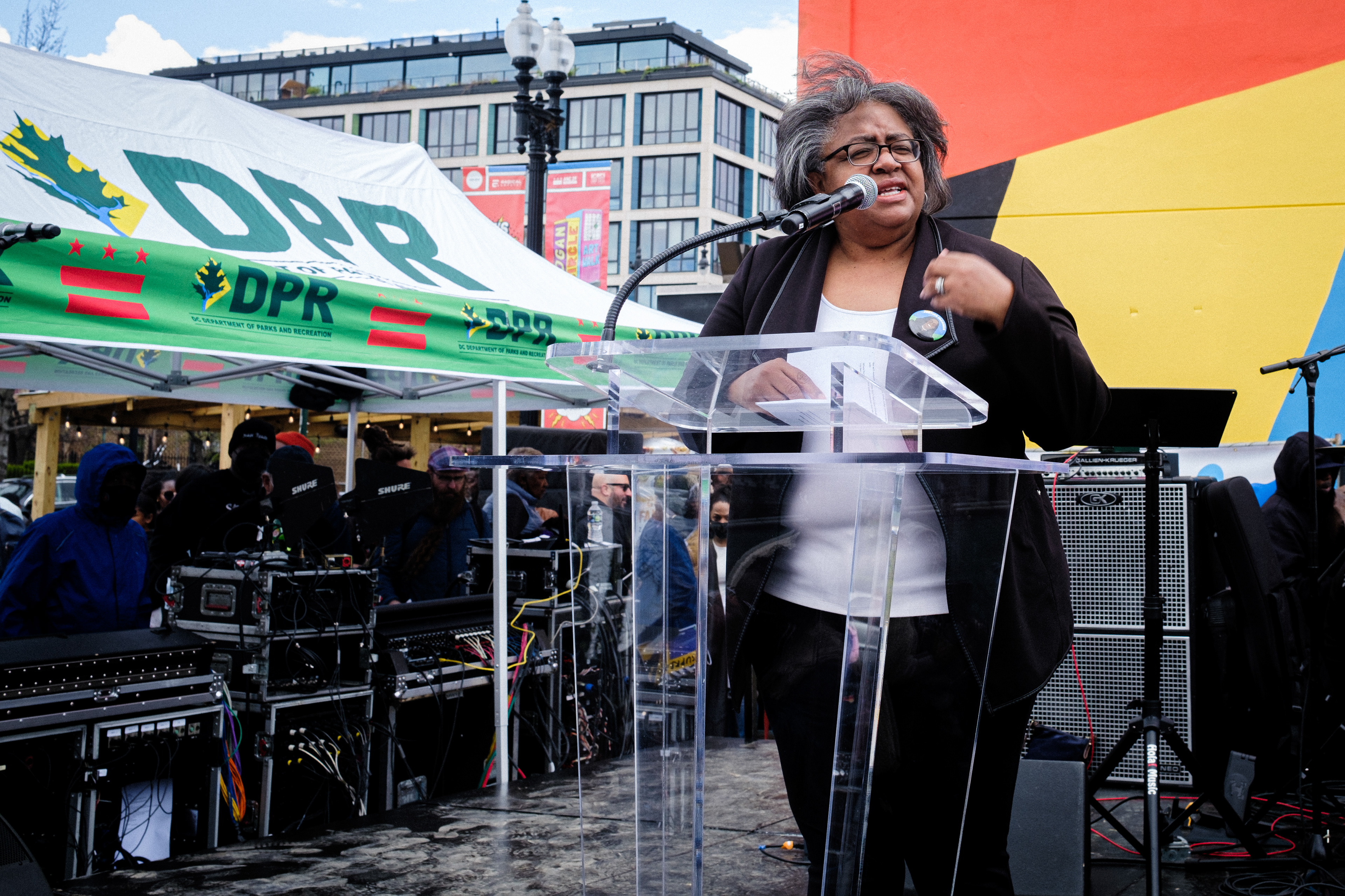 Jocelyn Frye, president of the National Partnership for Women and Families speaking