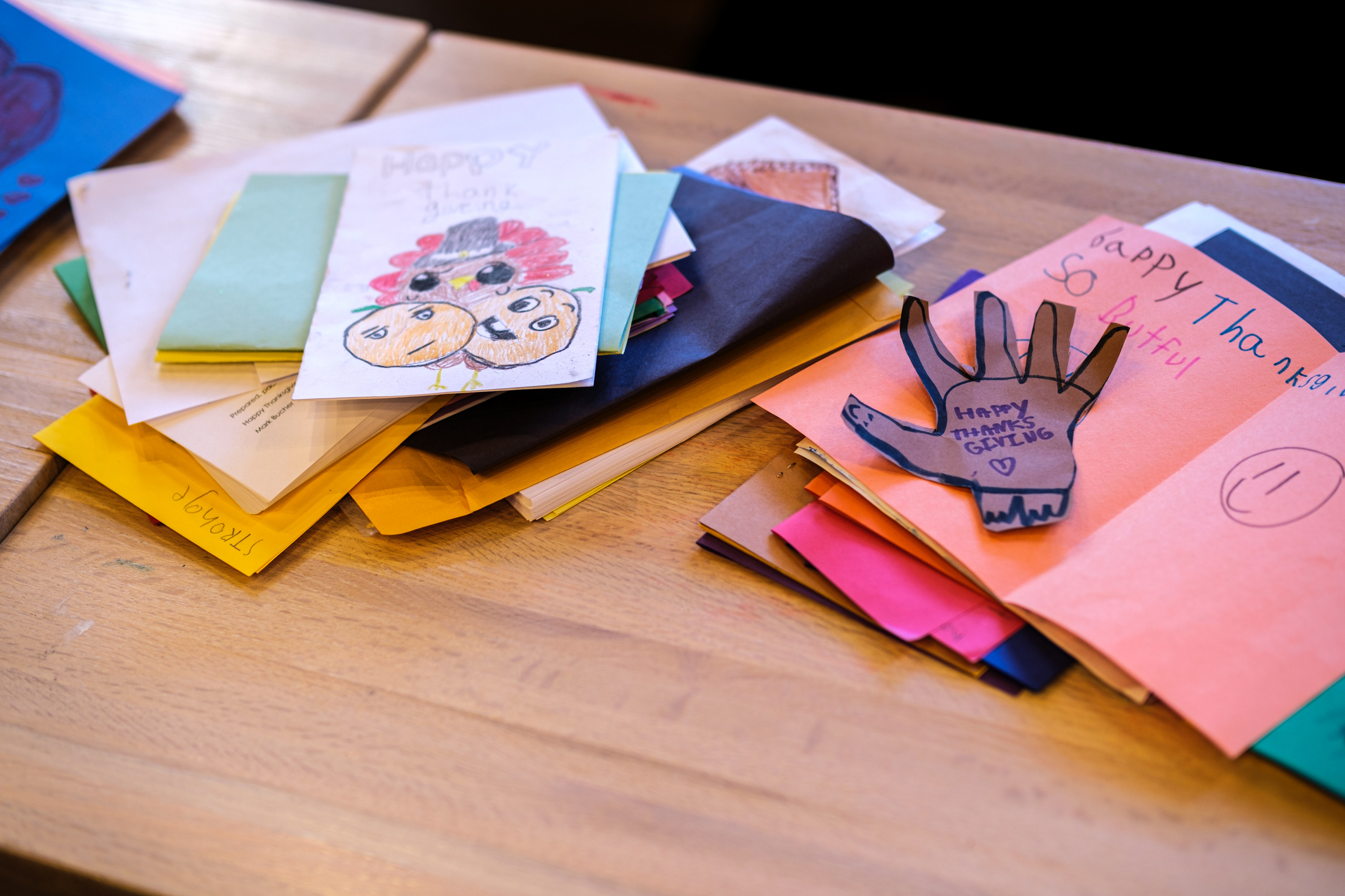 Local schoolchildren created cards to be distributed with the meals