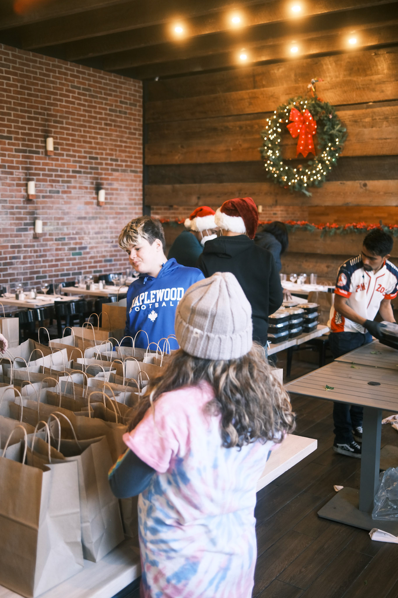 volunteers organizing meals