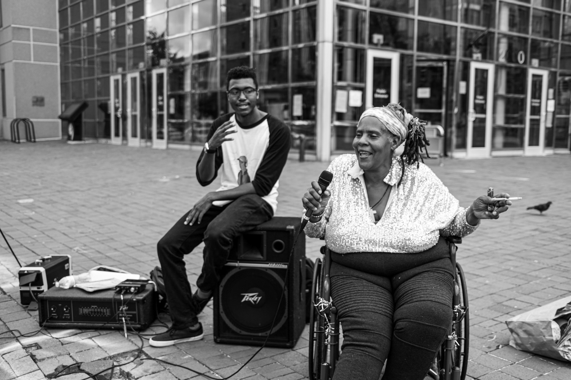 A passerby who asked to sing