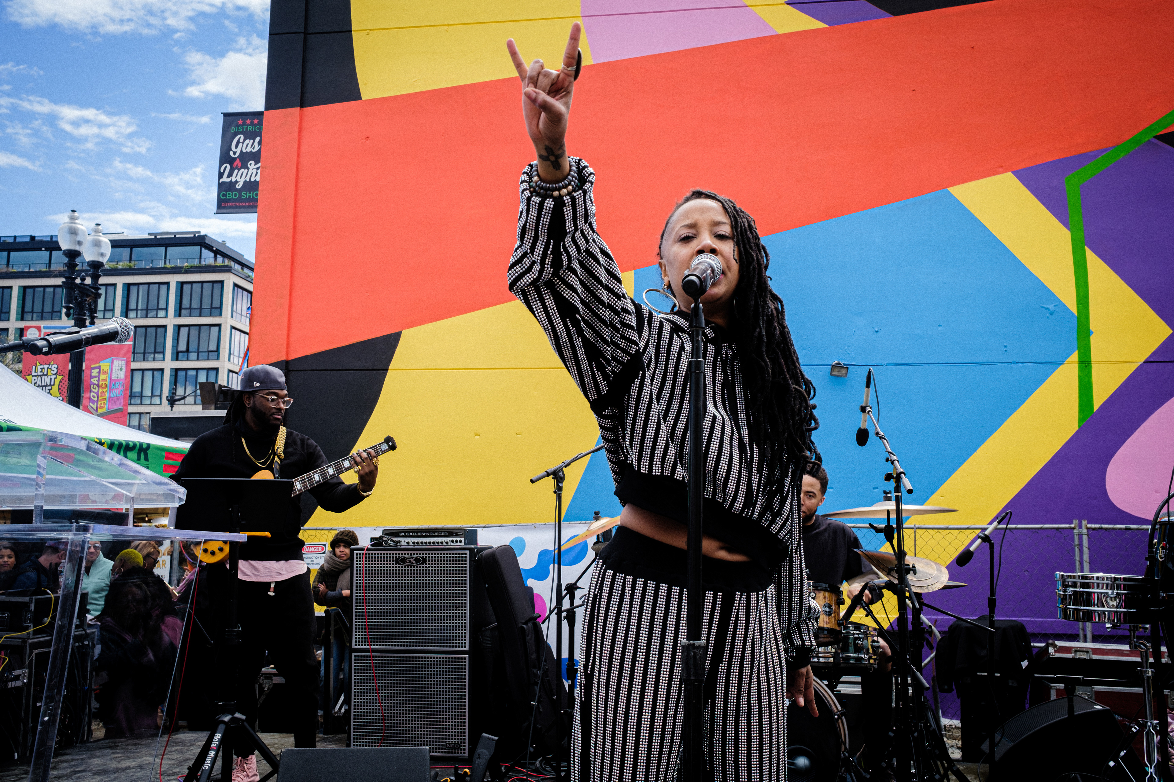 Deborah Bond finishing her set