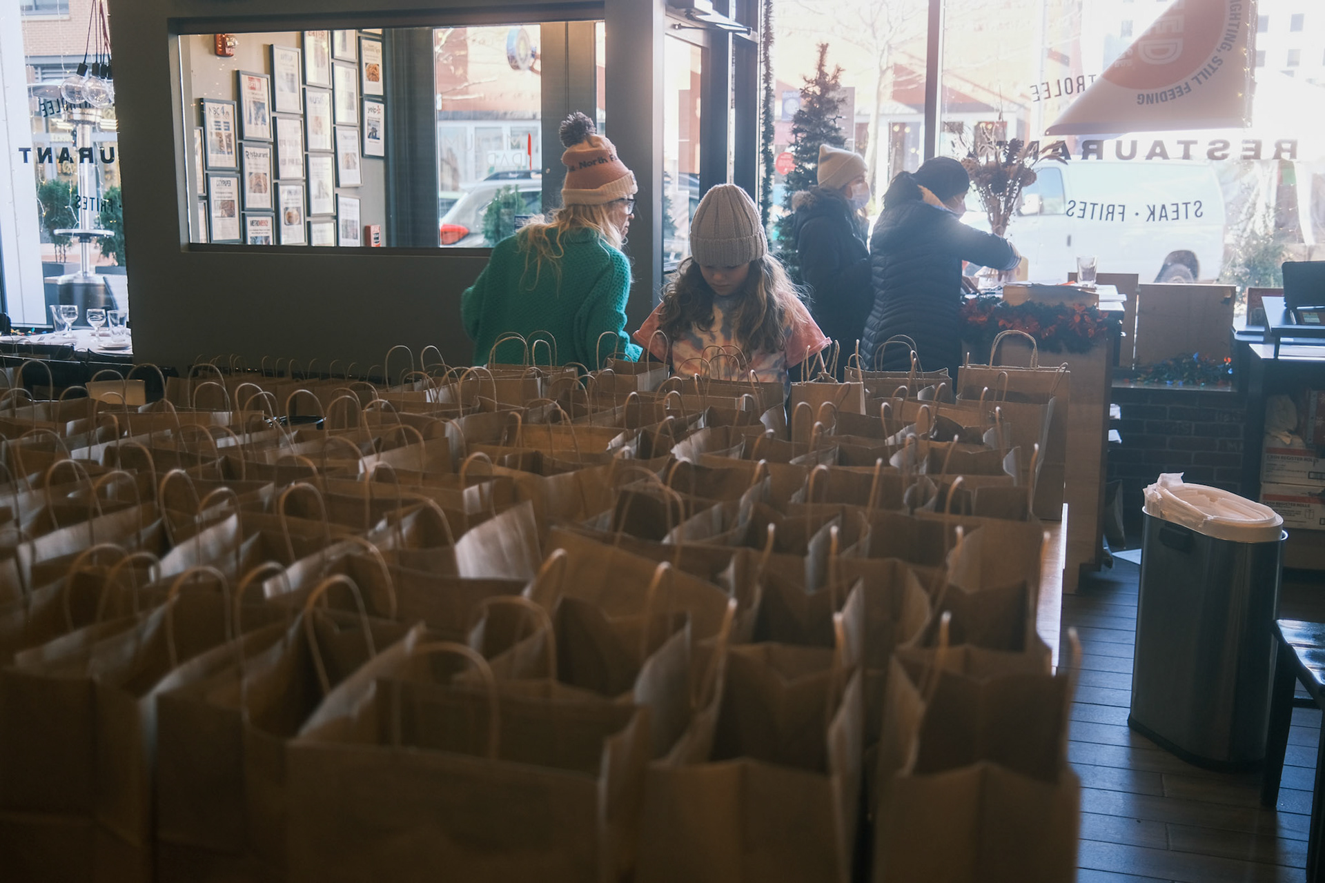 volunteers organizing meals