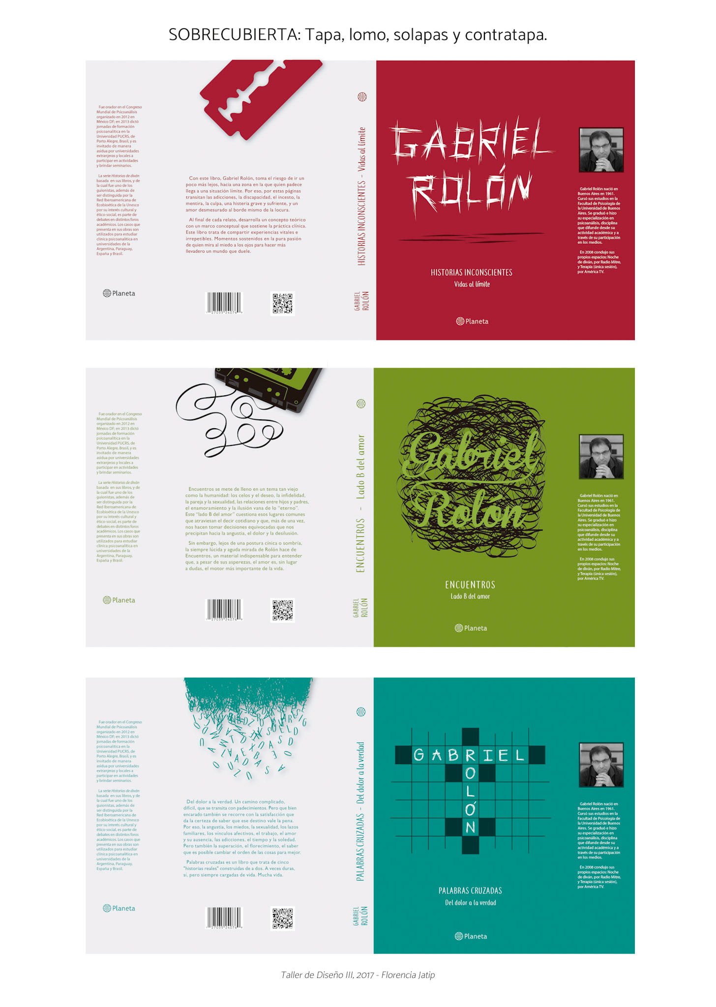 Diseños de tapa, contratapa y lomo