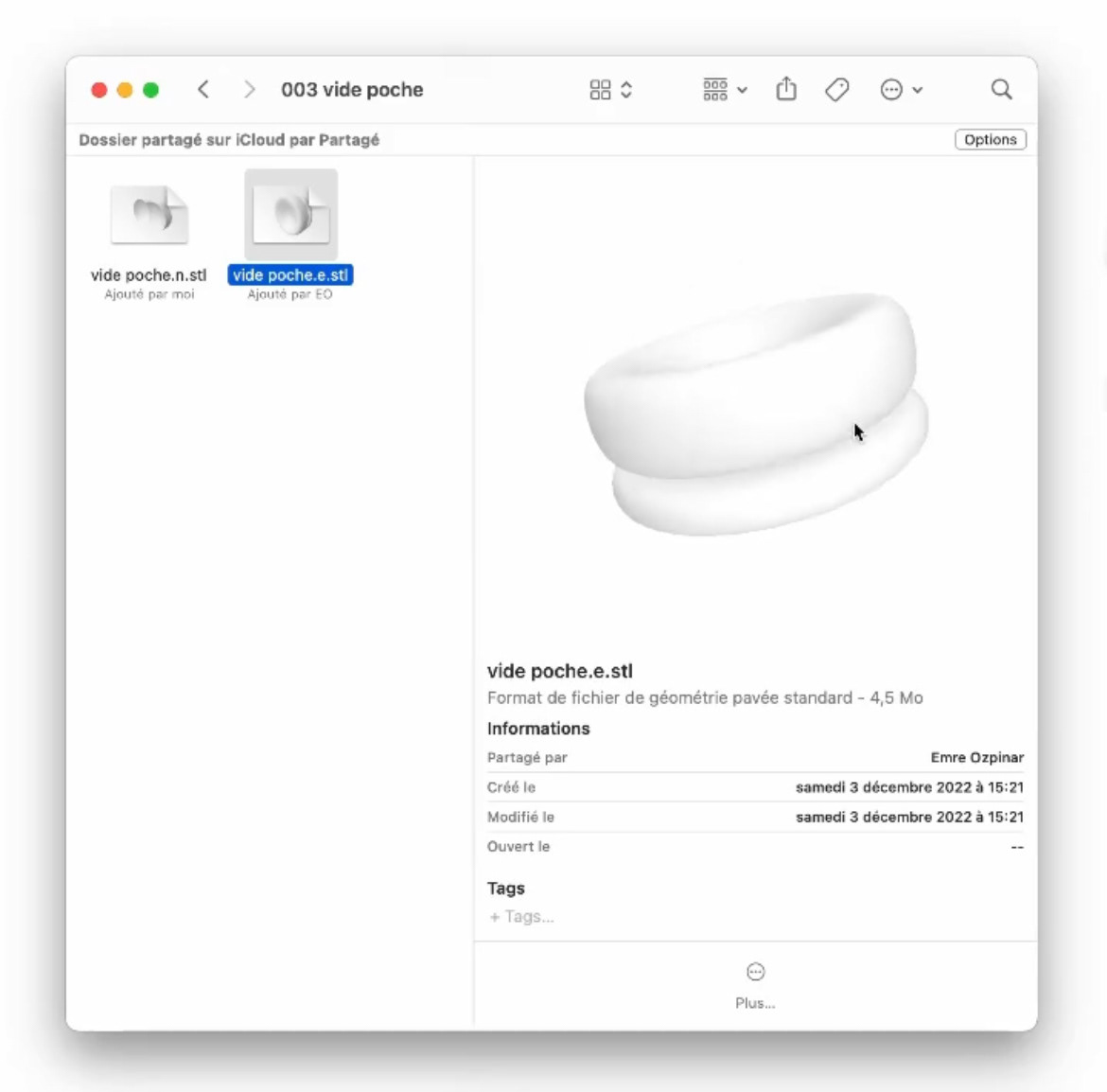 Conception de vide poches en imprimante 3D