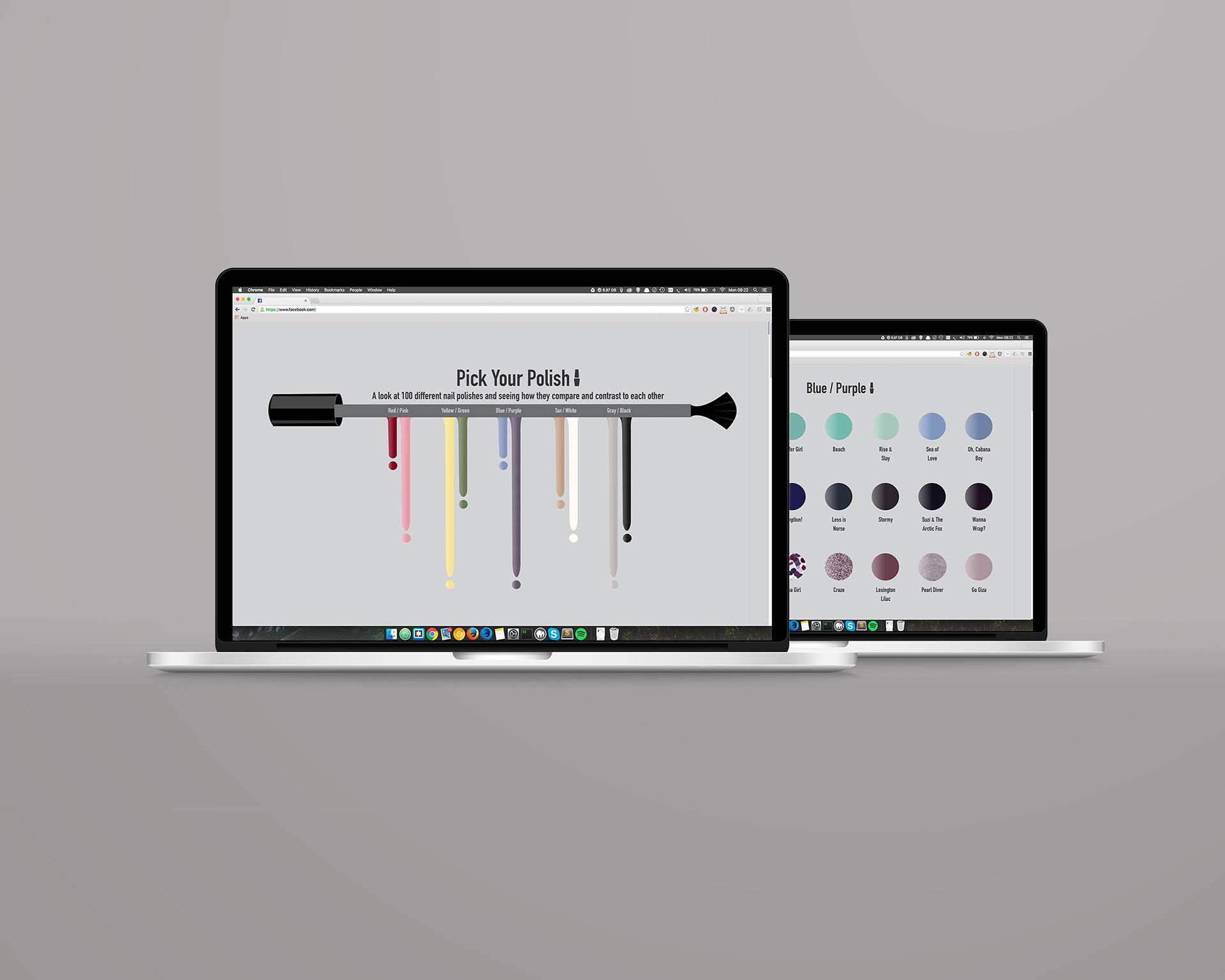 Homepage and Color Page mockup
