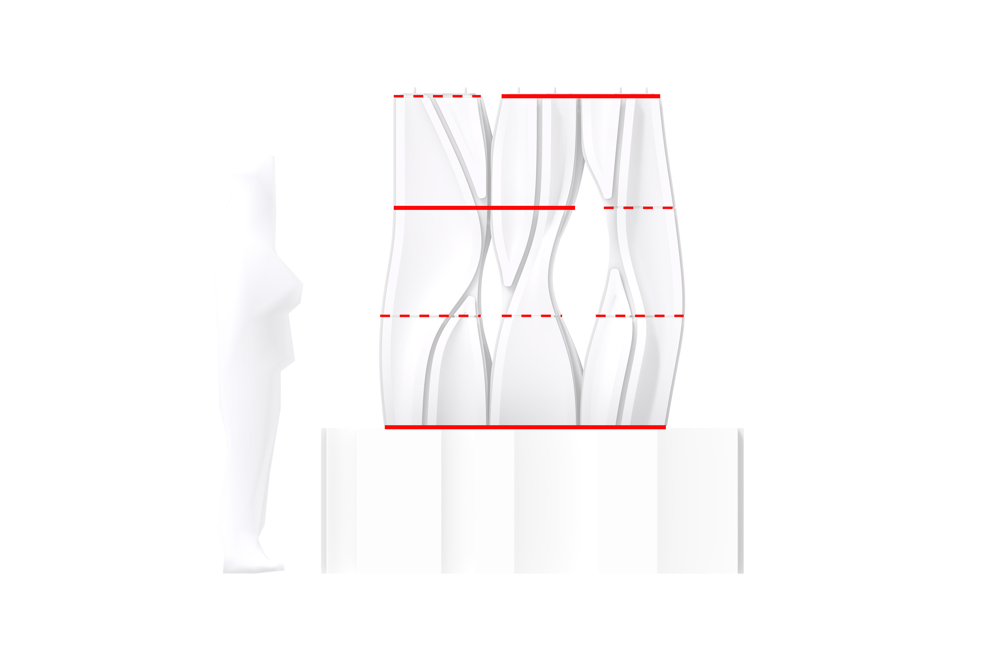 Horizontal Structure - HDPE Splice Plates [indicated by solid red line]