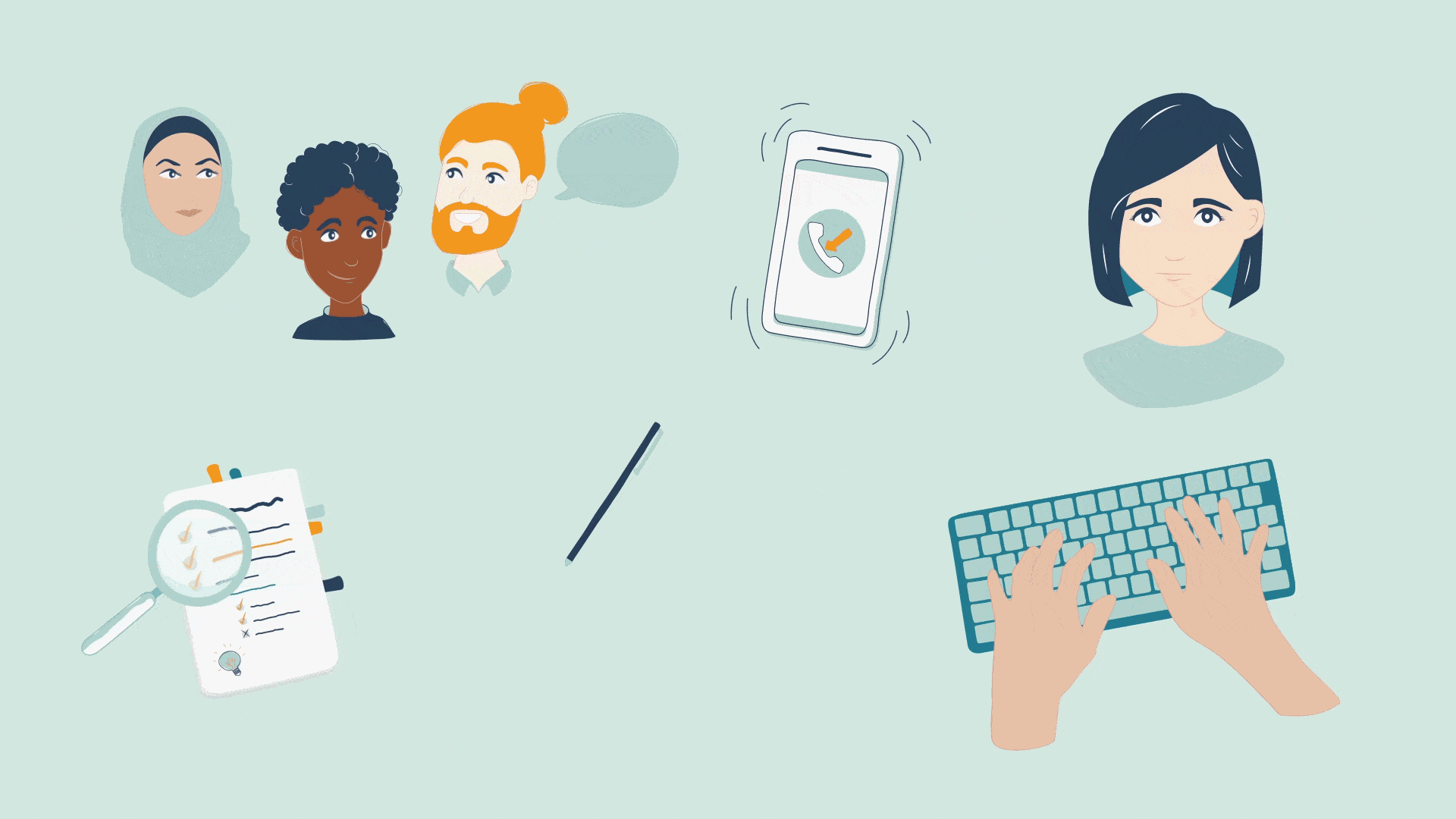 bewegte Icons für das Institut SO.CON • Kunde: Hochschule Niederrhein - Projekt OnTOP2 • Illustration und Animation: Kerstin Rilke