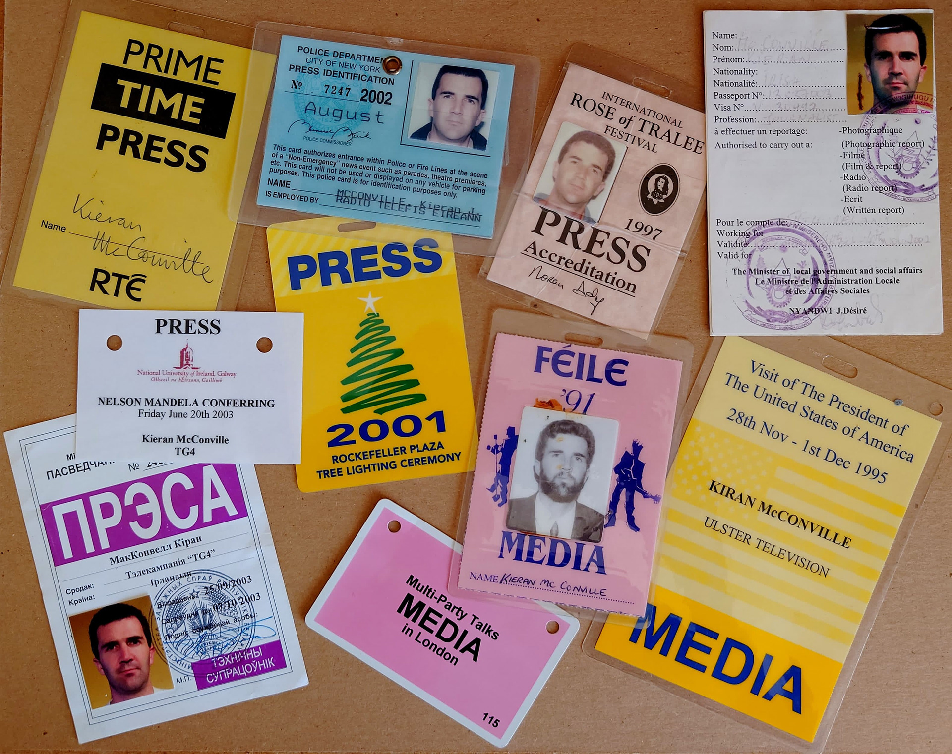 A selection of media credentials