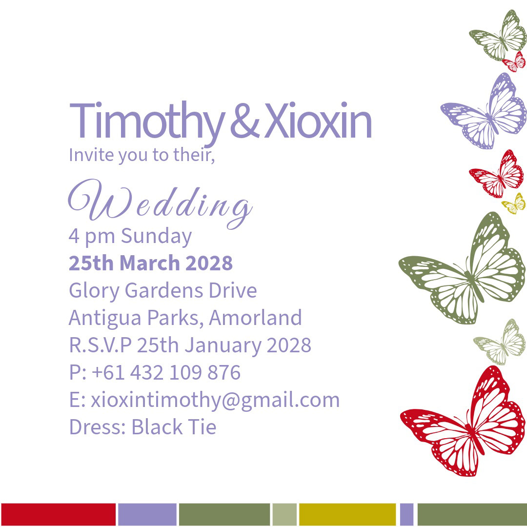 Wedding Stationery - 2026 - Moderna Designer Butterflies