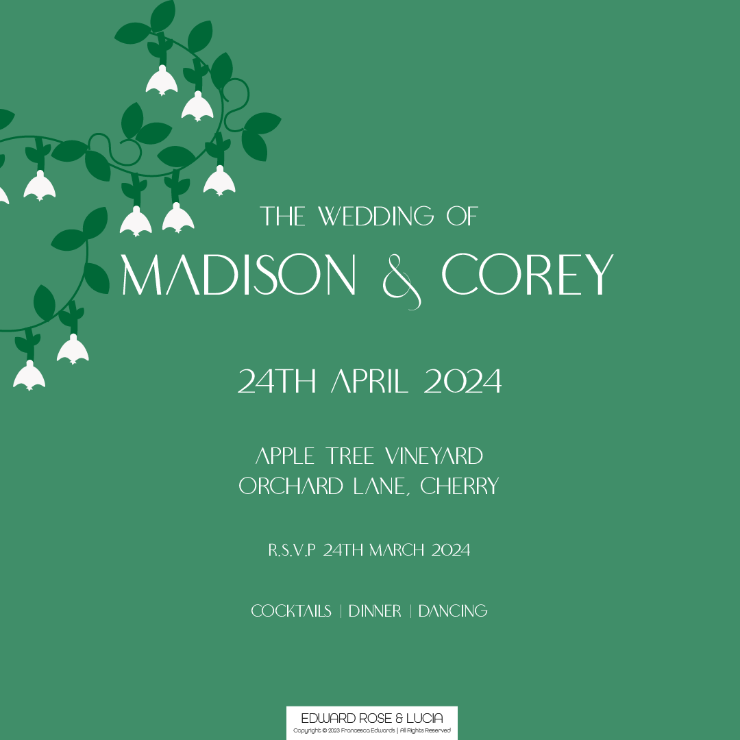 Wedding Stationery - 2023 - Snow Drop Green