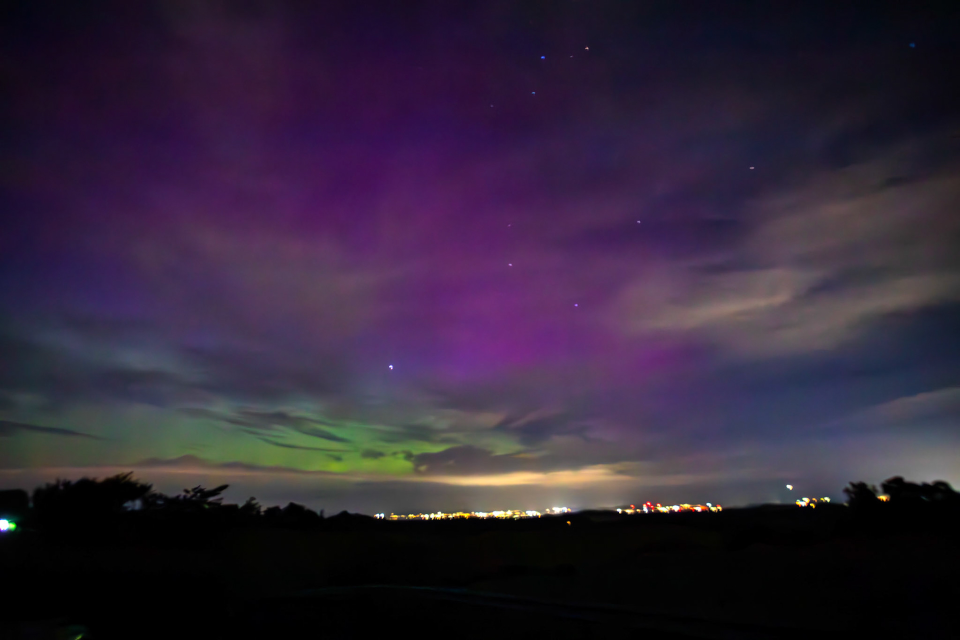 Aurora borealis (Northern Lights) from the Bathgate Hills 12 August 2024