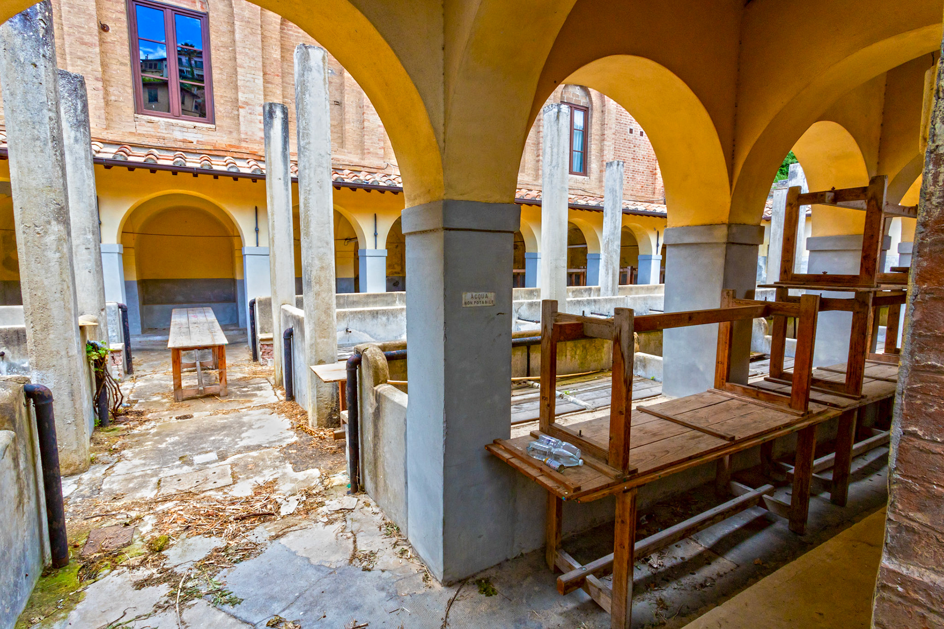 Wash houses at Fontebranda 13th-century (used until 1970)  fountain in Siena 25 June 2024
