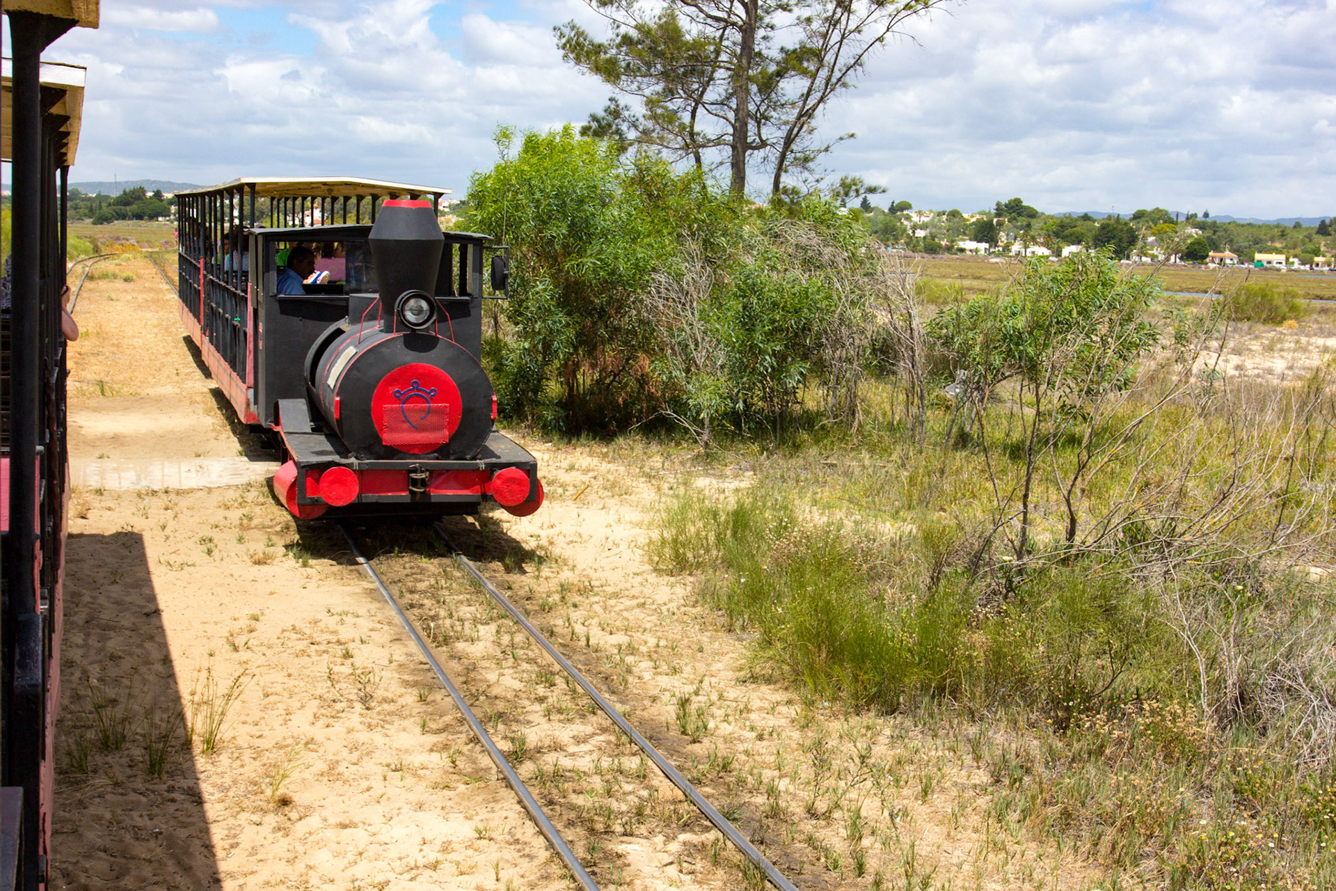 West of Santa Luzia is a narrow gauge railway across Tavira Island to Praia do Barril. The railway was for the use of the fishermen who lived on the island for several months each year, to help them move their catch (tuna) and equipment. After the fishery closed in 1966 the fishermen's houses and railway were converted for the use of tourists.
