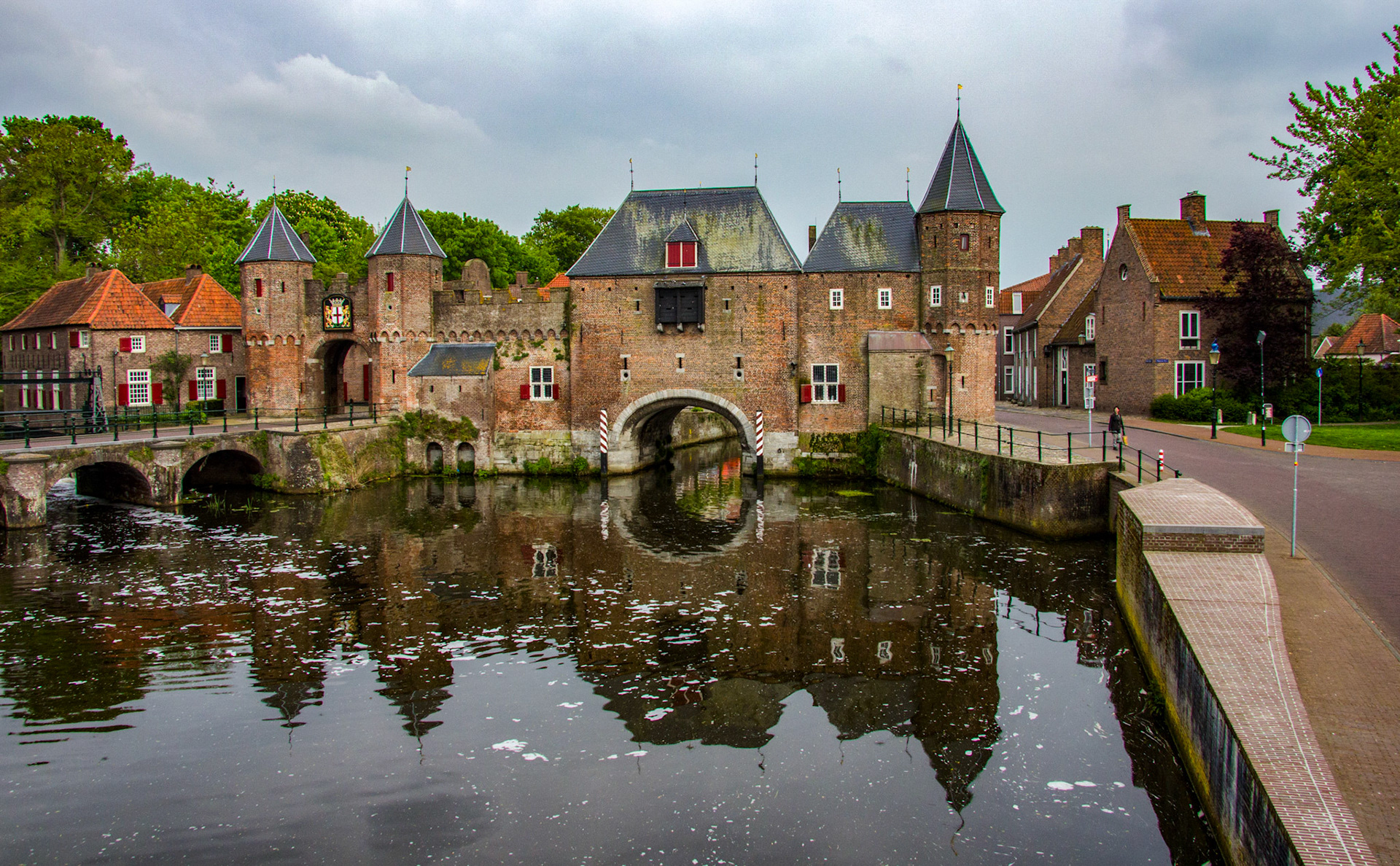 Amersfoort - Koppelpoort medieval gate Amersfoort, Netherlands. Build c1425 - it is a complex structure, being a gate covering the canal, 2 roadways and a bridge. Please see my other Photographs at: http://www.jamespdeans.co.uk/