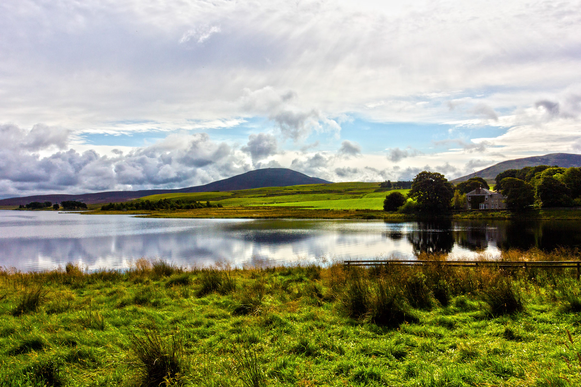 East &amp; West Cairn Hills in the Pentland Hills. The water is Harperrig Reservoir. Viewed from Colzium. Please see my other Photographs at: http://www.jamespdeans.co.uk