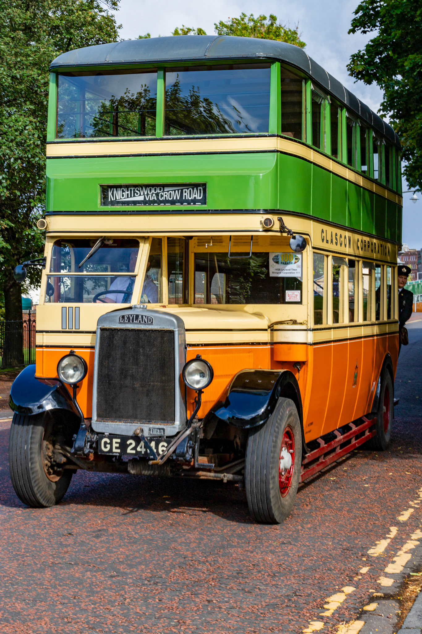 GE2446 Number: 111 1928 Leyland Titan - 100 years of Glasgow Corporation Motorbuses at the People's Palace Glasgow 03 August 2024